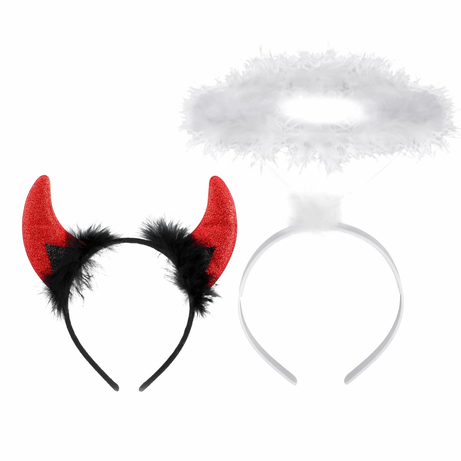 Lusofie Halloween cosplay anioł aureola opaska na głowę diabły rogi opaska na głowę anioł i diabeł kostiumy akcesoria na Halloween Boże Narodzenie maskarada