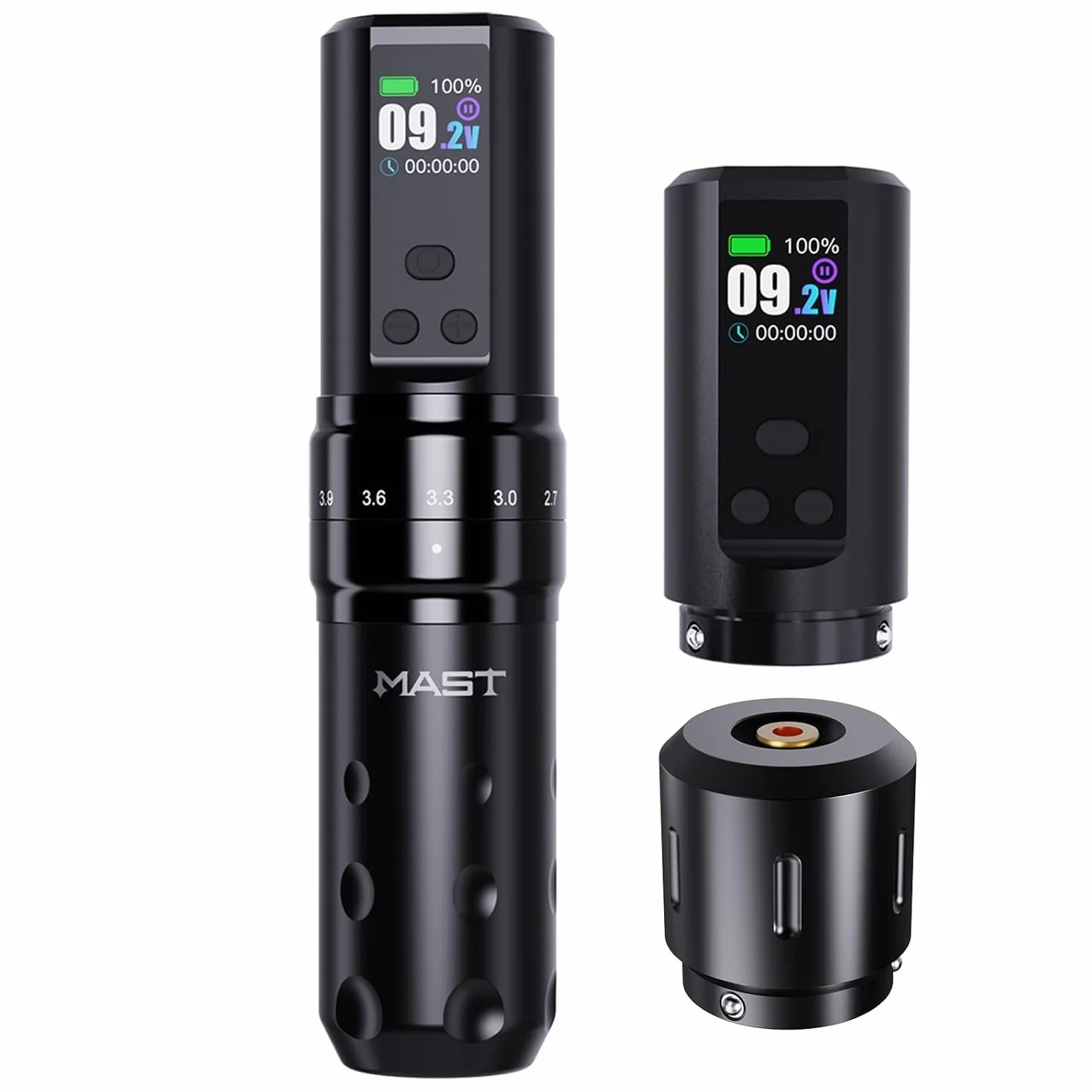 Mast Fold2 Pro Wireless Tattoo Machine Pen Rotary Tattoo Gun 7 Strokes Length 2000mAh Battery Powerful Motor by Mcore Smart Display Screen for Pro Artists (WQP-076-10YMX)