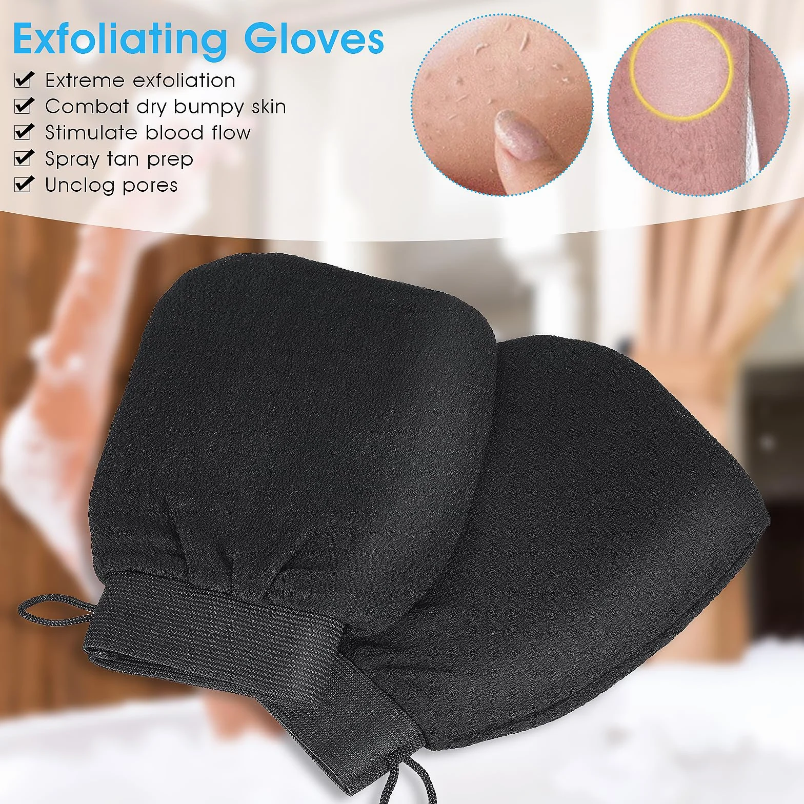 Rękawice złuszczające 2PCS, głęboko złuszczający peeling do ciała pod prysznic, złuszczająca rękawica do peelingu ciała, zmywacz martwej skóry i rękawica złuszczająca dla kobiet i mężczyzn