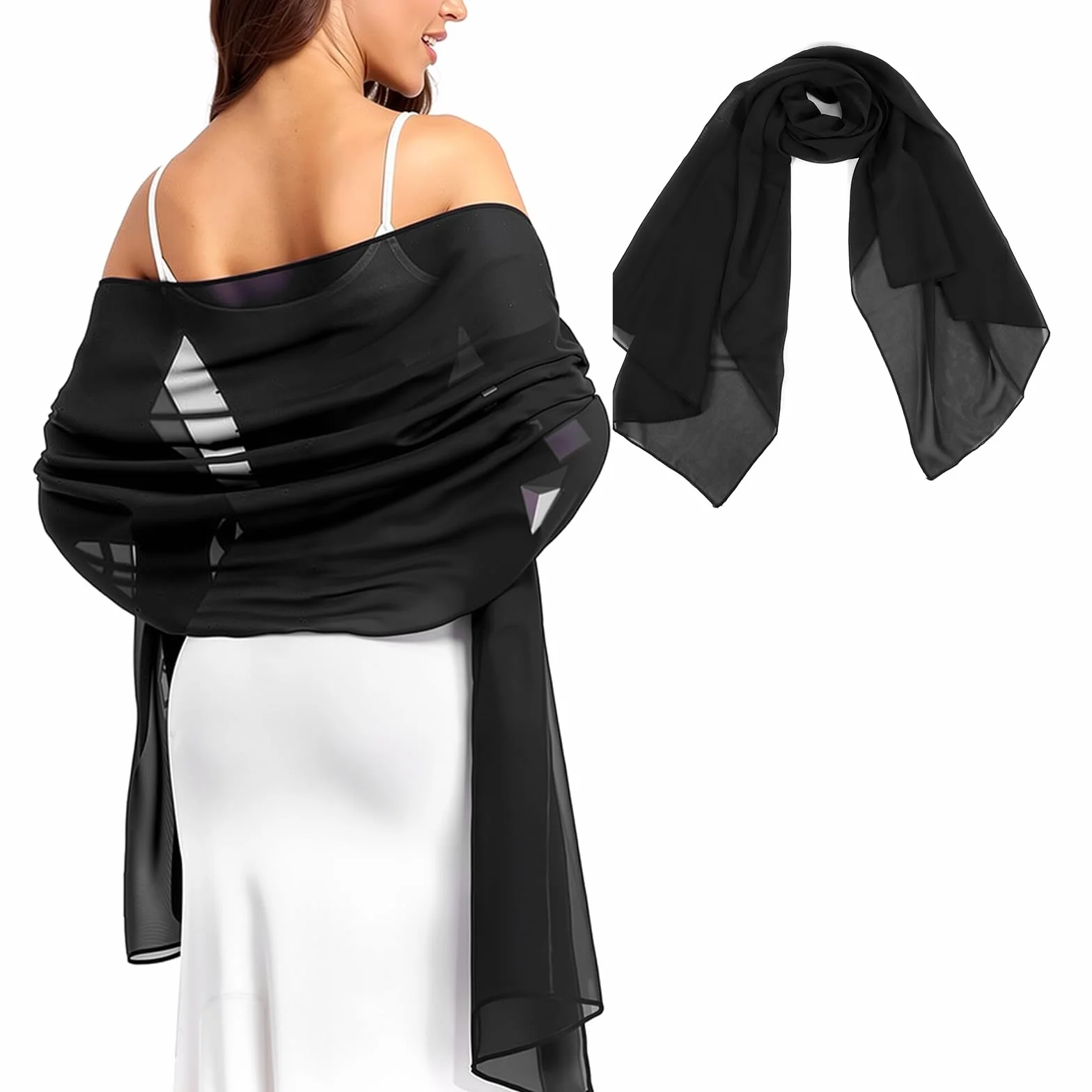 Szalik damski, Lekka i Elegancka Etola, Szyfonowa Stola Damska, 200 x 70 cm, Wielofunkcyjna Chusta na Suknię Wieczorową, Suknię Ślubną, Wesele, Imprez