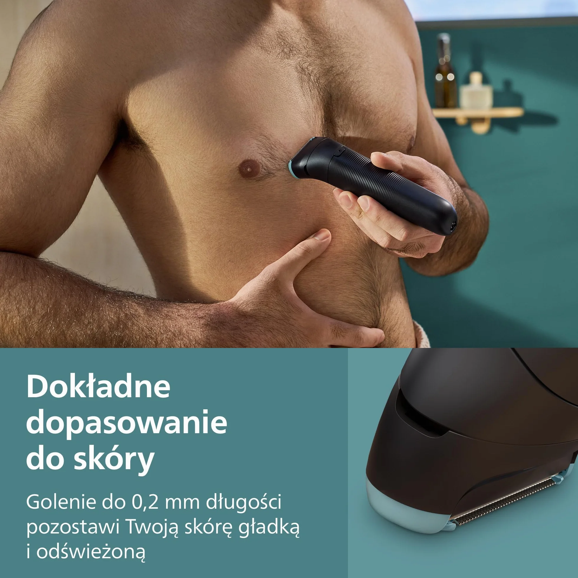 Philips Body Groomer Seria 5000 – trymer do ciała dla mężczyzn Triple Protect, precyzyjne i delikatne golenie okolic intymnych, pełni wodoodporny, działania wynosi 100 minut, model BG5470/15