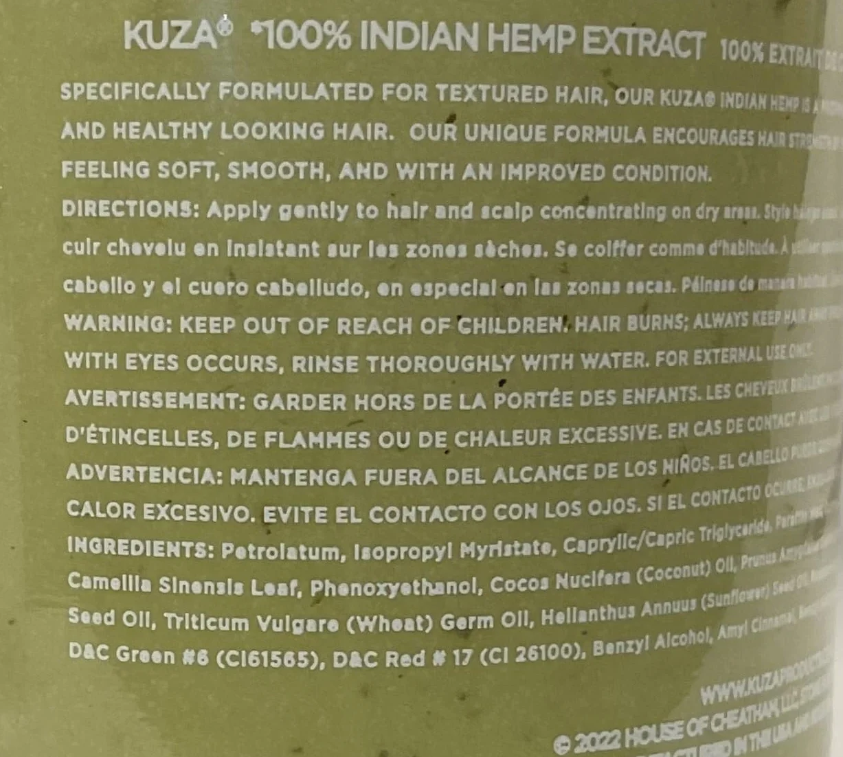 Kuza Konopie Indiana Kuracja do Włosów, 226.8 g