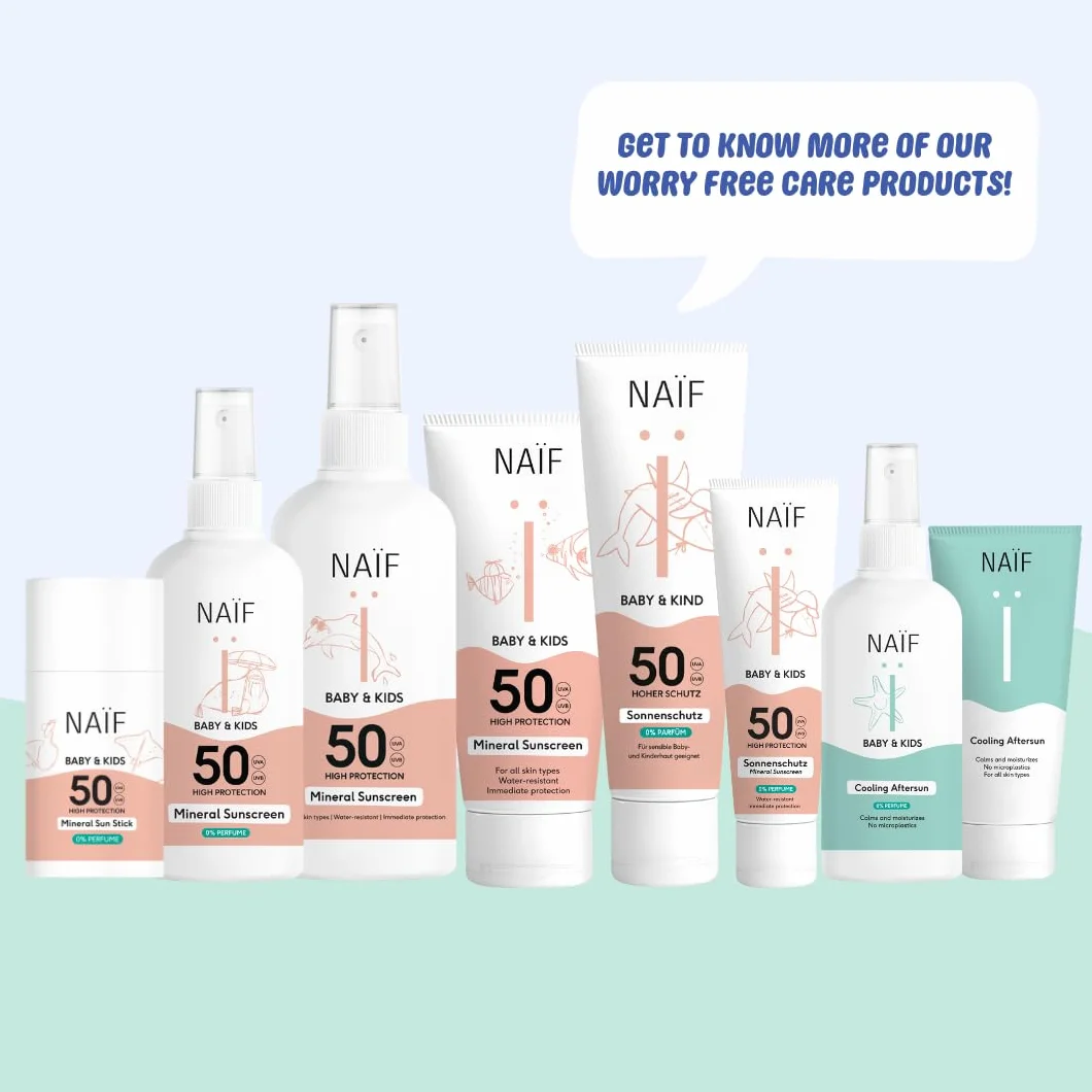 Naïf Mineralny krem do opalania SPF50 dla niemowląt i dzieci - Spray - 175ML - Bezpośrednia ochrona UVA i UVB - Wodoodporny - Testowany dermatologicznie - wolny od mikroplastików - przyjazny dla