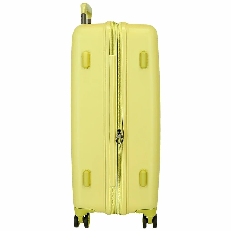 Movom Wood Walizka kabinowa, średnie, duże i zestawy, sztywne ABS zamknięcie TSA, 4 podwójne koła wysuwany bagaż podręczny Joumma Bags, Żółty, 40 x 55 x 20 cm y 45 x 65 x 28 cm, zestaw 2 walizek