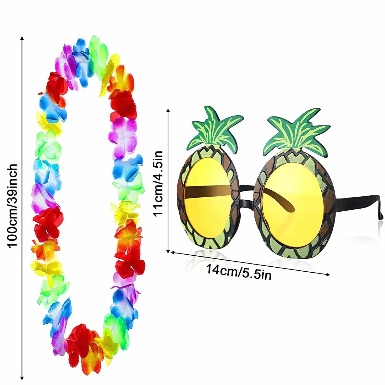 Hawajskie girlandy spódnica hula, zestaw akcesoriów, spódnica z trawy hula, kwiat Lei, Luau, girlanda, ananas, okulary, naszyjnik, fantazyjny kostium, dla dzieci, dziewcząt, kobiet, nowość, spódnice