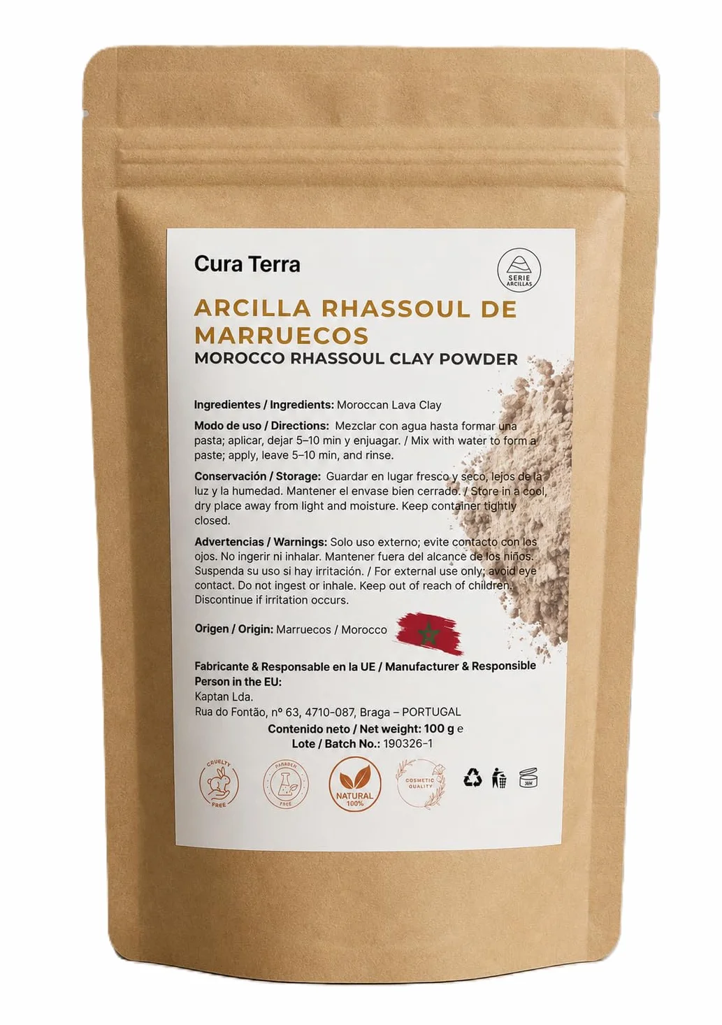 Ghassoul Rhassoul Clay Powder 100% Pure Moroccan Volcanic Lava Clay Natural Detox Face Hair Body Mask 100gr