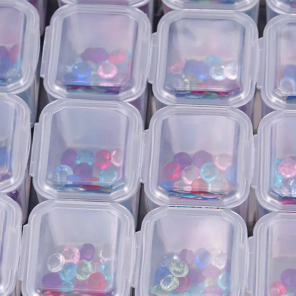 PP Nail Art Storage Box 28 Slots Clear Gem Bead Container Portable Organizer for Manicure Design