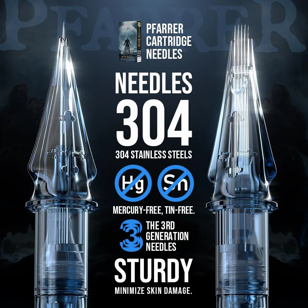 PFARRER Igły do tatuażu 20 sztuk #12 Standard 14 Round Liner X-Taper Zestaw igieł do tatuażu z membraną Profesjonalne jednorazowe EN01P-20-1214RL-X