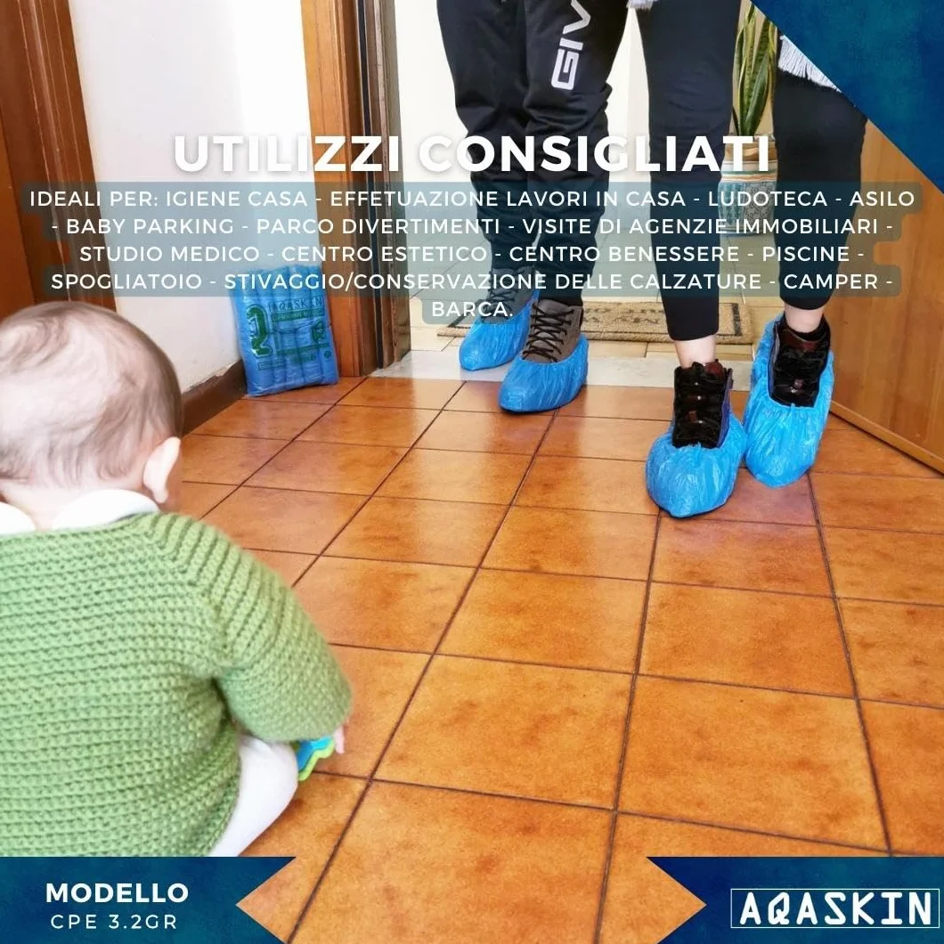 Odporne Jednorazowe Ochraniacze na Buty 200 szt. (3,2 g.), Obuwie Jednorazowe w CPE - PPE Środki Ochrony Indywidualnej - Sprzątanie Domu - Ogrodnictwo - Kolor NIEBIESKI. Jeden Rozmiar Niebieski