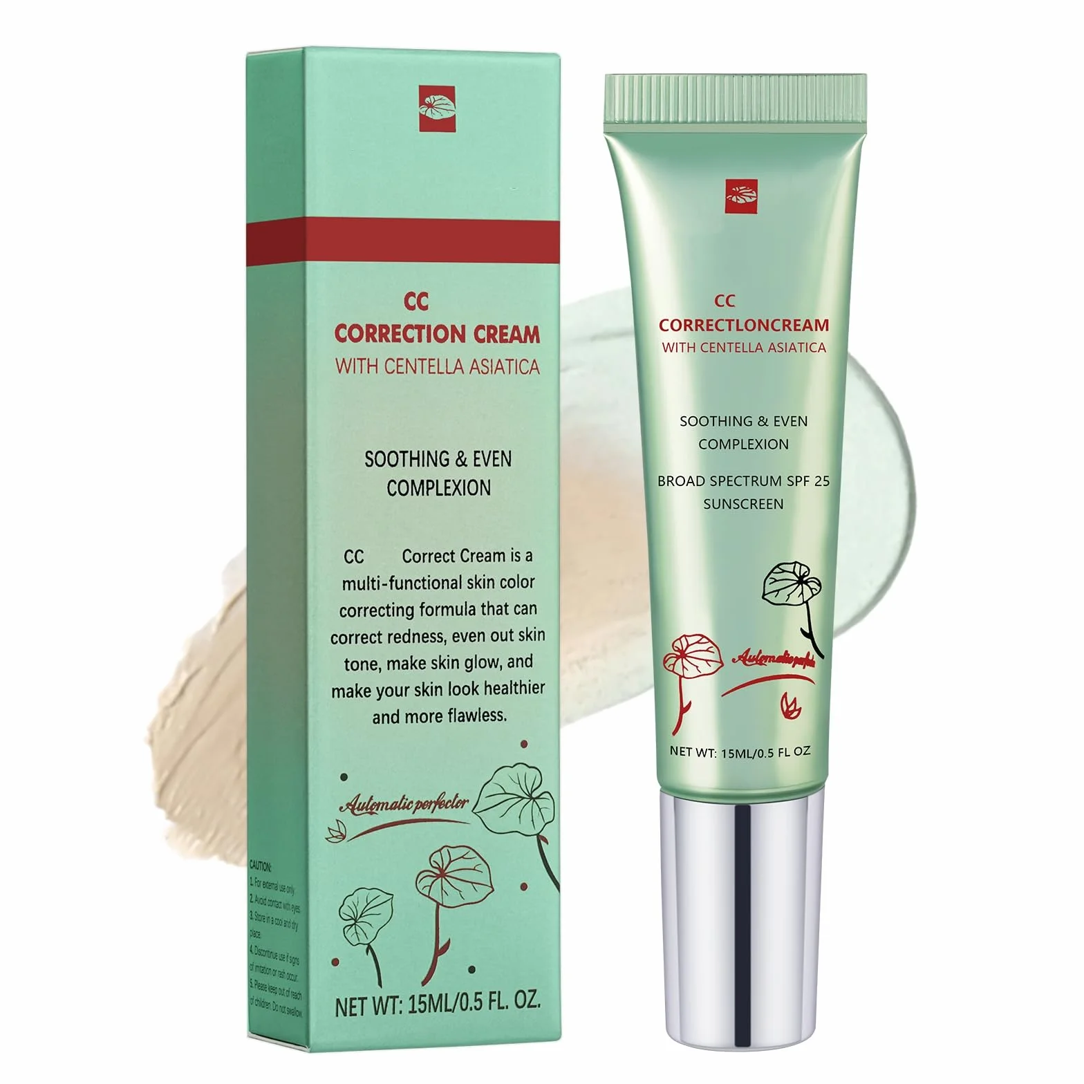 LOPHE CC Red Correct with Centella Asiatica, podkład przeciw zaczerwienieniom, krem korygujący kolor z lekkim, przyciemnianym podkładem nawilżającym SPF 25 i rozmyciem dla wzmocnienia blasku i