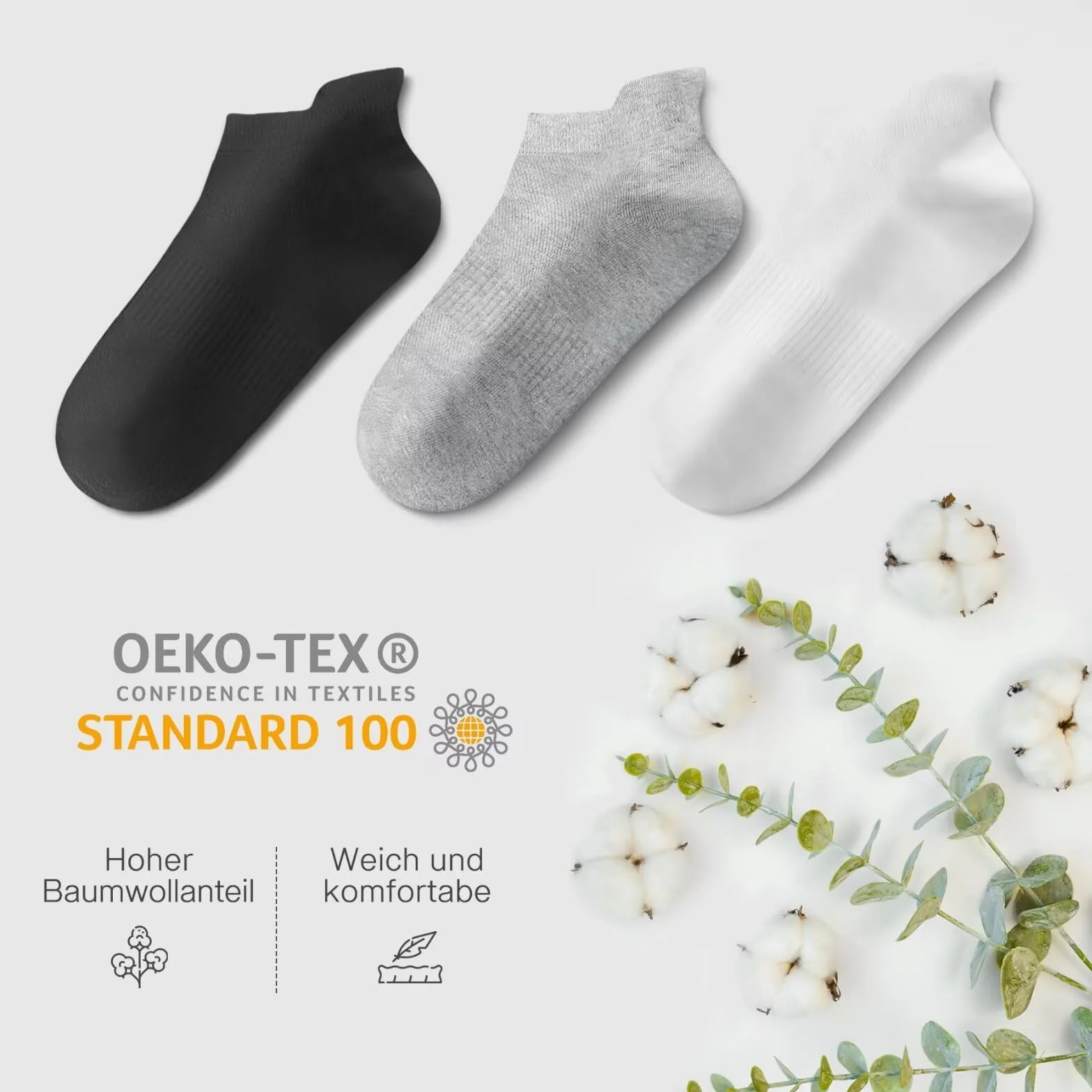 YouShow 10 par skarpet do sneakersów dla mężczyzn i kobiet, oddychające bawełniane skarpety, krótkie skarpety sportowe do biegania
