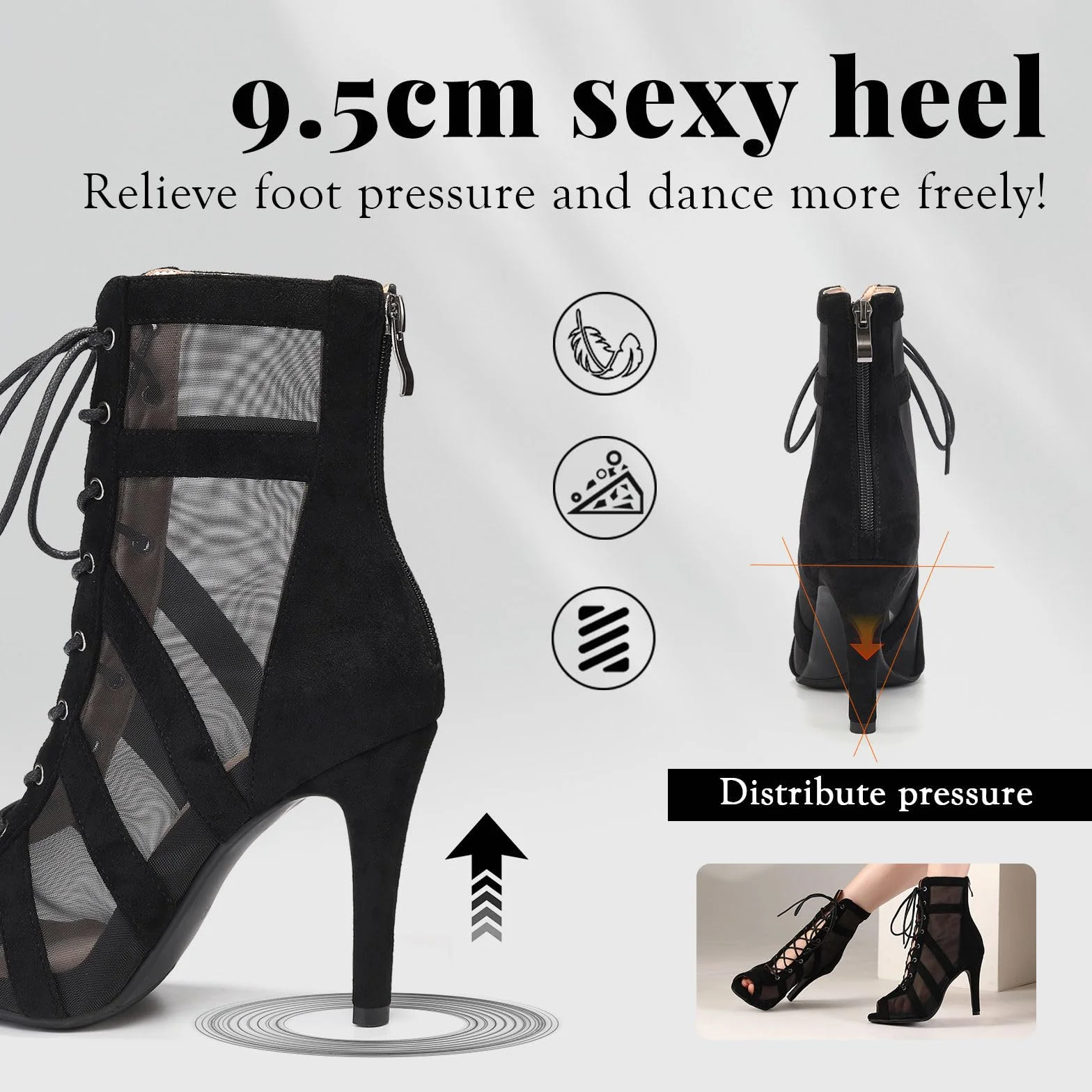 Damskie Buty do Tańca Latynoskiego Otwarty Palec Wysoki Obcas Salsa Bachata Profesjonalne Buty do tańca Latynoskiego