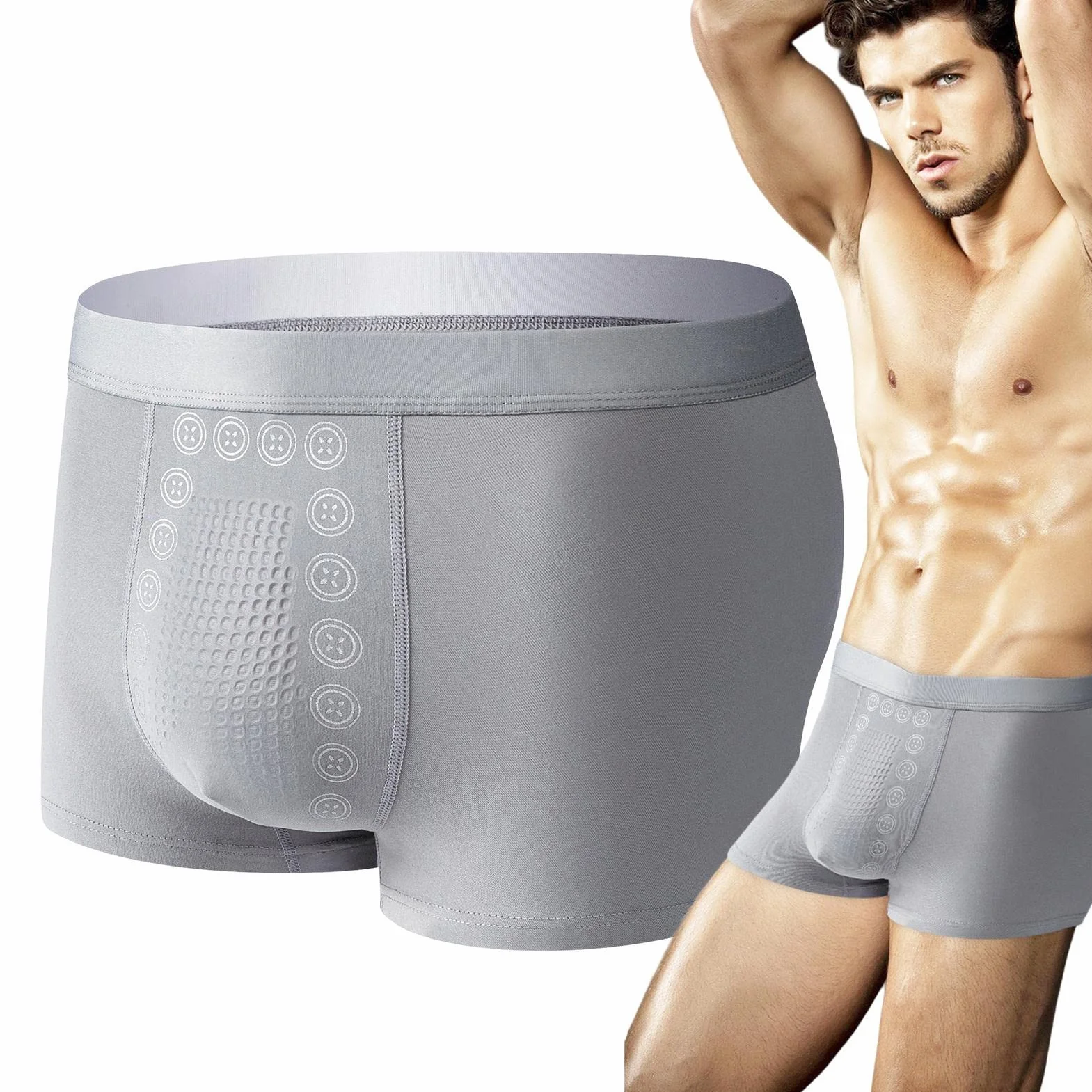 Bokserki Dla M? ?czyzn | Magnetyczna bielizna dla m? ?czyzn lato - Ice Silk Bokserki Krótkie Fitness Sport Bokserki Szybkoschn?ce Vesone