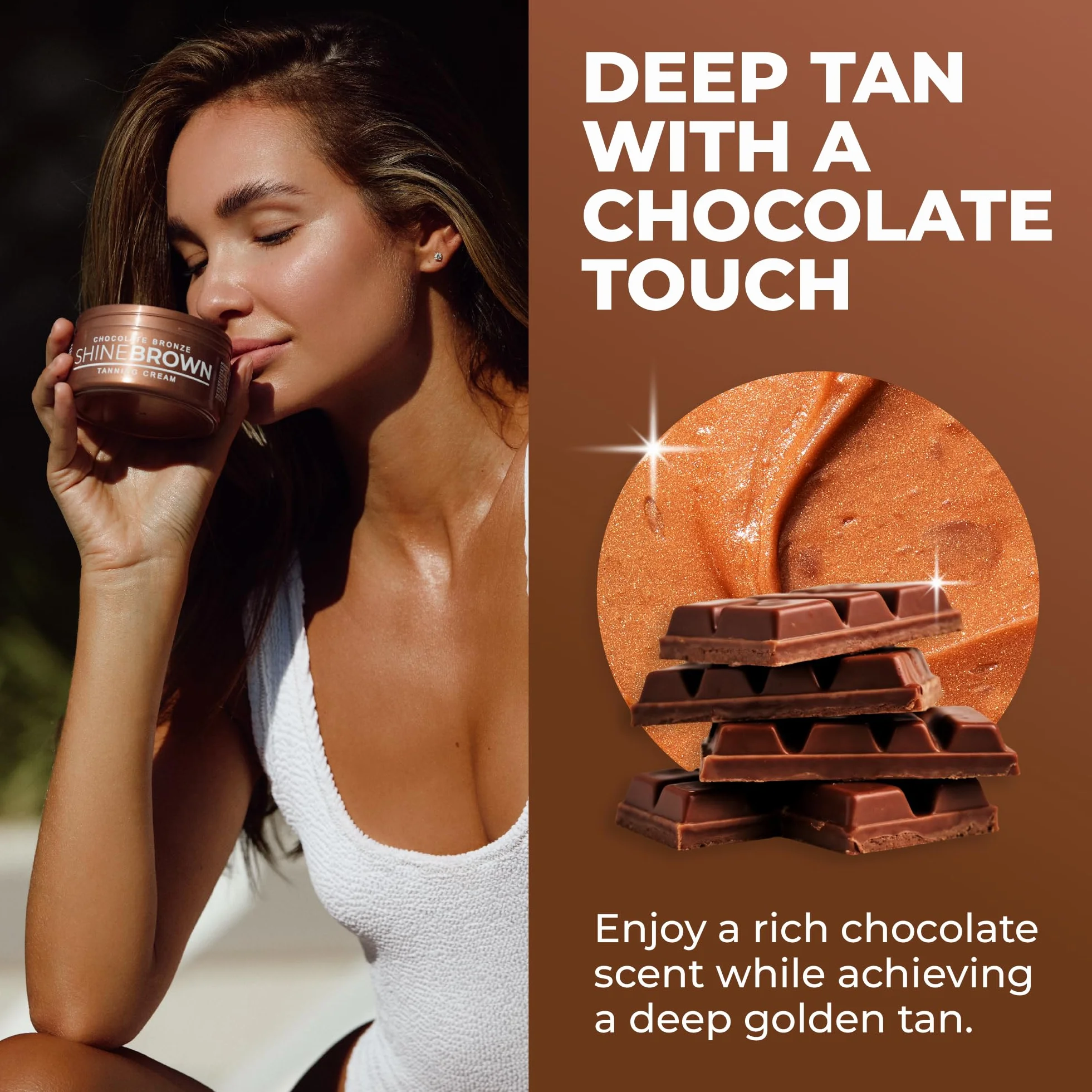 BYROKKO Shine Brown Chocolate Bronze przyspieszacz opalania (200 ml), krem brązujący do szybkiej czekoladowej opalenizny, skuteczny w solarium i słońcu, do naturalnej opalenizny