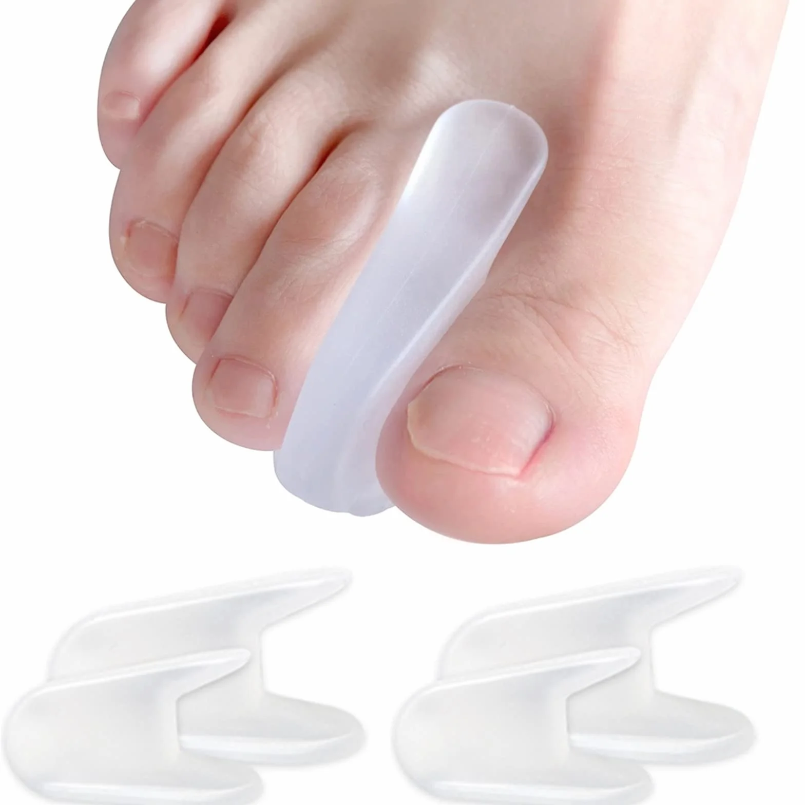 Silikonowy żel do korekcji palucha Hallux Valgus, separator palców, separator palców na palce, łagodzi ból palców, silikonowy separator palców dla nakładających się palców [4x]