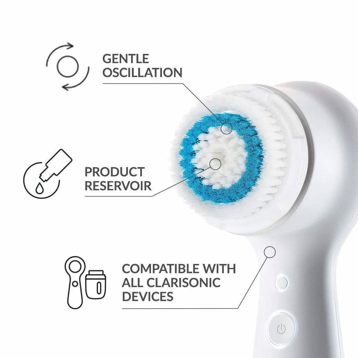 Clarisonic Wymienna głowica szczotki do oczyszczania twarzy z głębokimi porami, kompatybilna z Mia 1, Mia 2, Mia Fit, Alpha Fit, Smart Profile Uplift i Alpha Fit X, 2 szt