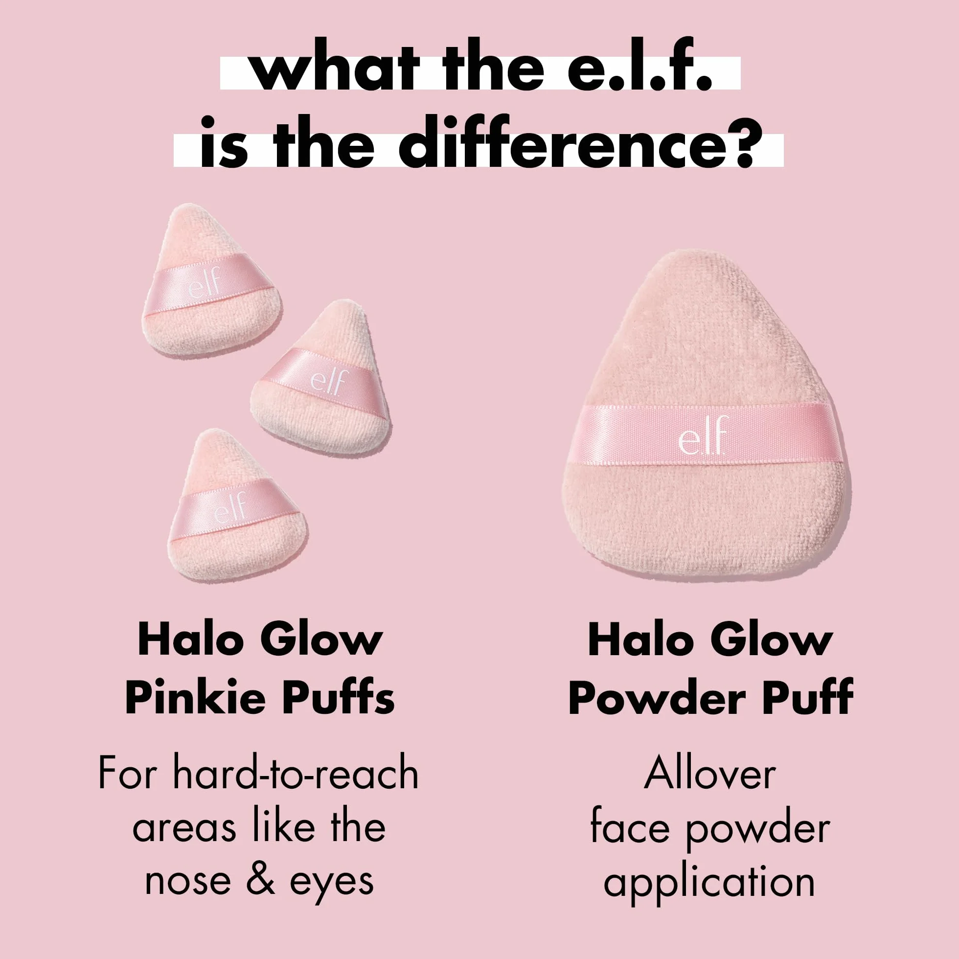 e.l.f. Halo Glow Pinkie Puffs mini puff do pudru sypkiego i prasowanego, zestaw 3 szt