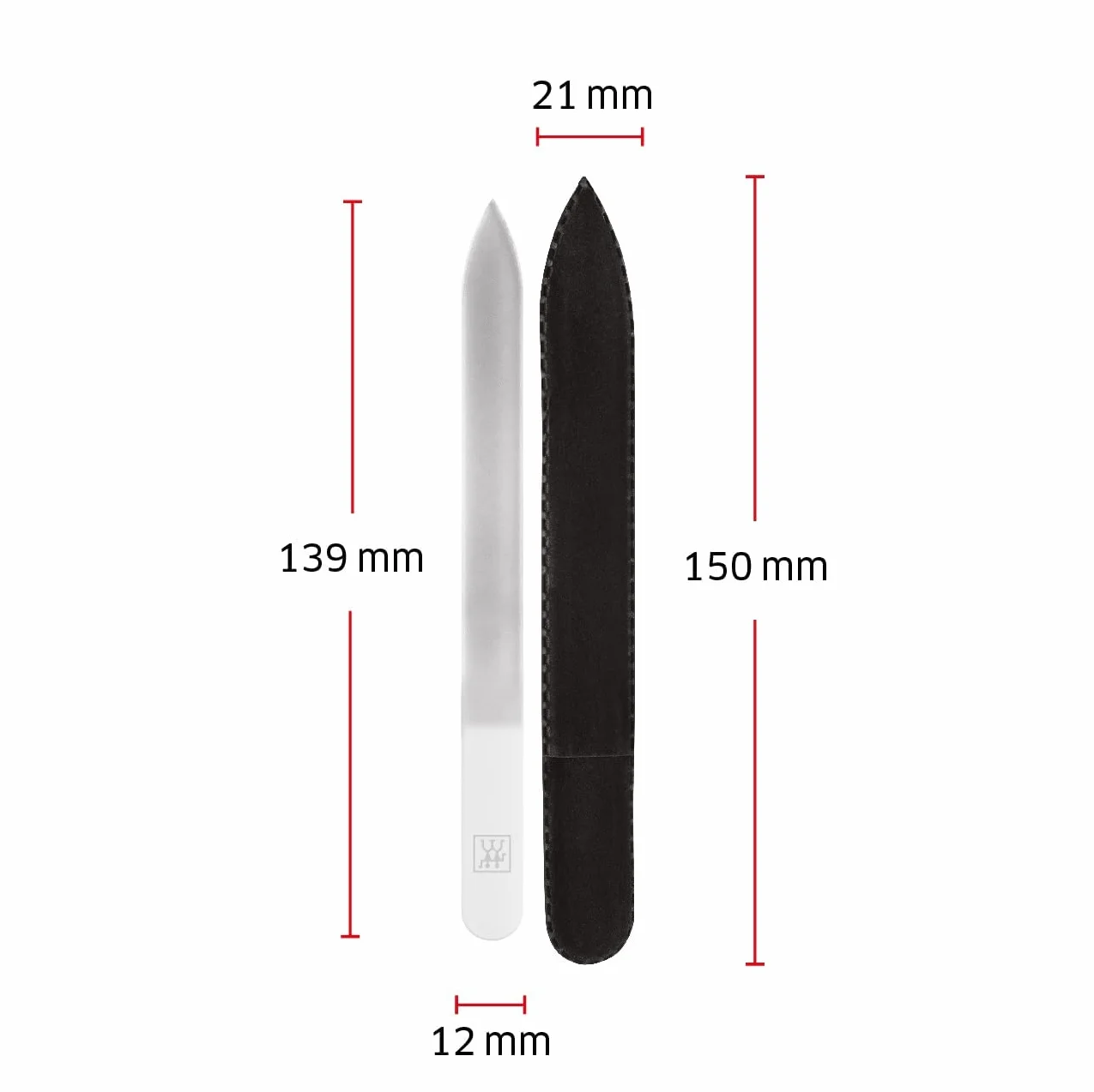 ZWILLING szklany pilnik do paznokci 150 mm dwustronny z etui ochronnym