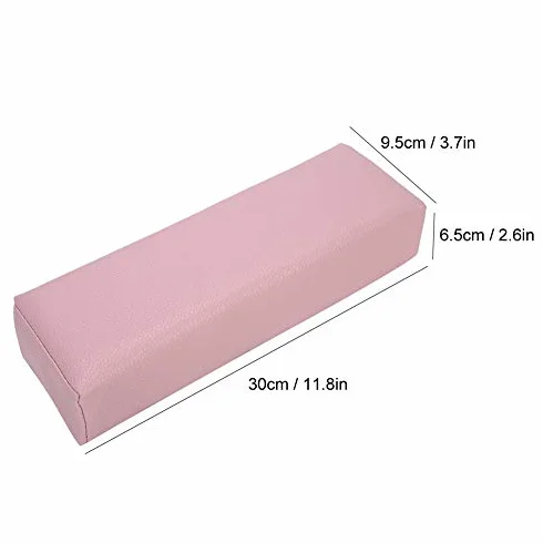 Paznokcie Podpórka Manicure Poduszka do rąk do paznokci Miękka i trwała poduszka do manicure ze skóry PU do paznokci na stół do paznokci 30 x 9,5 x 6,5 cm (różowy)