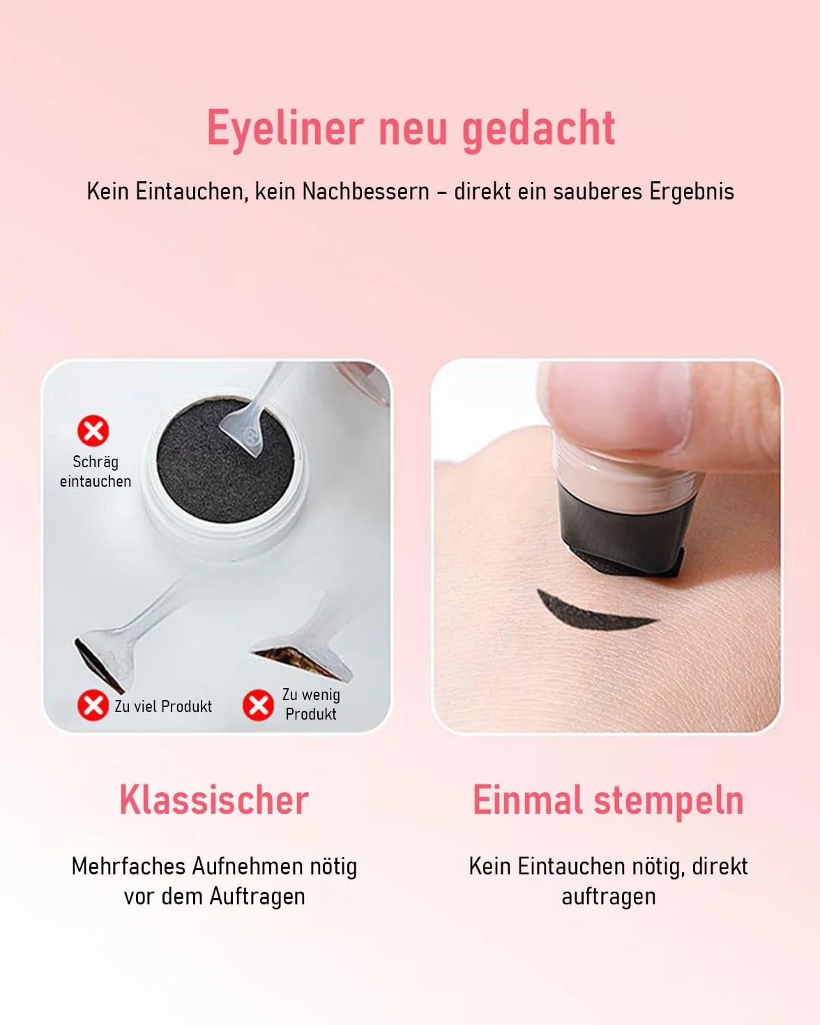 EONFAVE Stempel do eyelinera, dwustronny, wzór skrzydła na lewą i prawą stronę, precyzyjna kreska z obrotową konstrukcją, wodoodporny, długotrwały makijaż
