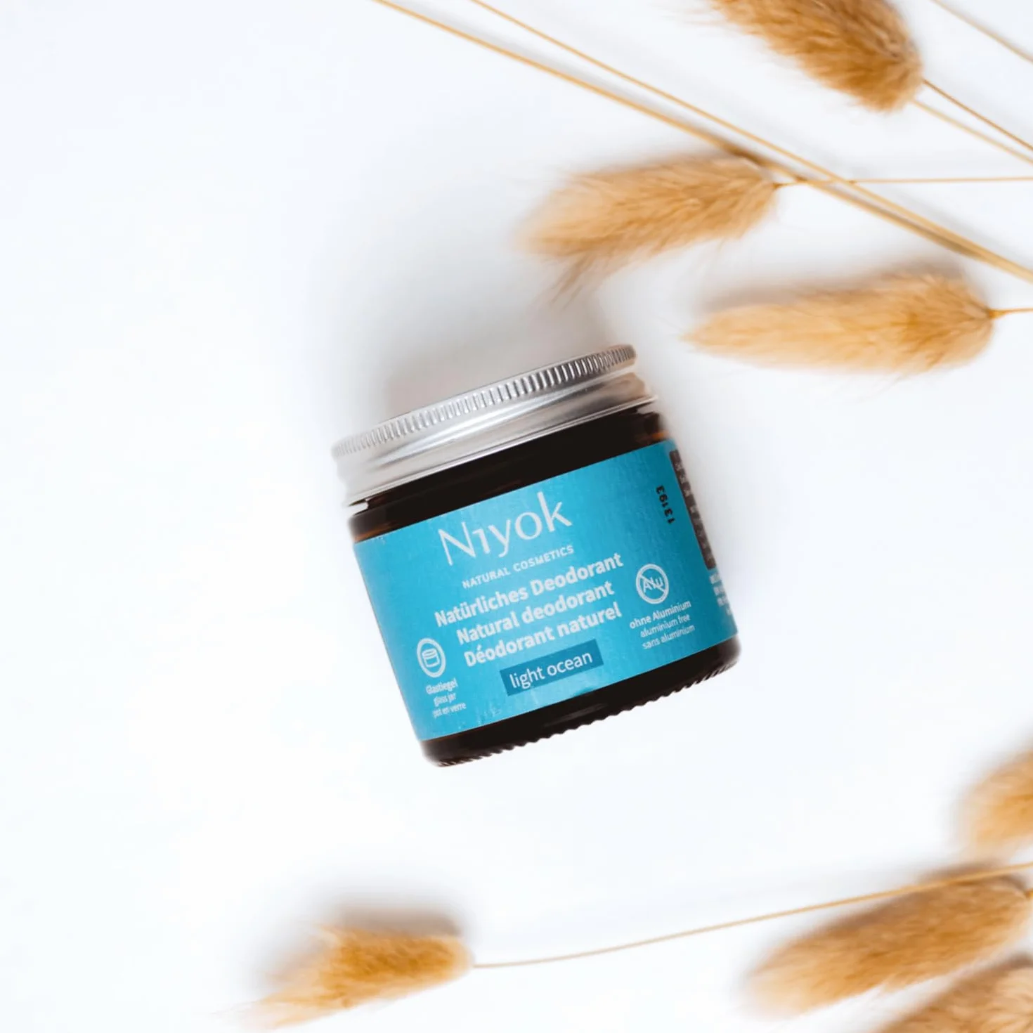 Niyok 2w1 Dezodorant krem LIGHT OCEAN 40 ml, Naturalny crem antyperspiracyjny bez aluminium, 24h ochrona przed potem i nieprzyjemnym zapachem, Krem do dezodorantu unisex, Wegański, certyfikat COSMOS