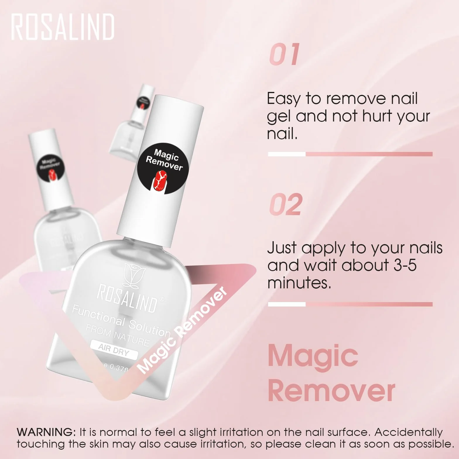 ROSALIND Magic Remover Środek do usuwania lakieru do paznokci UV, 2 szt. 11 ml