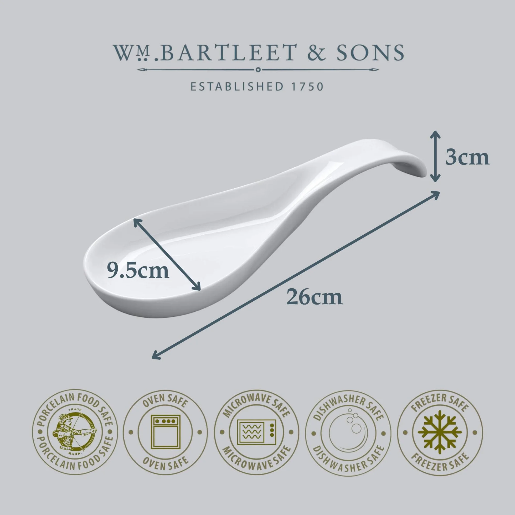 Wm Bartleet & Sons Tradycyjna porcelanowa podstawka na łyżki, biała