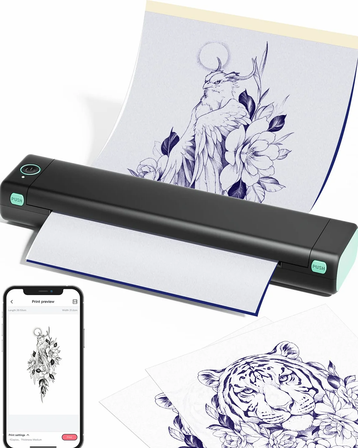 Phomemo M08F Drukarka Tatuaż Termiczny Tatuaż Tattoo Maszyny do Tatuażu z 10 sztuk Tattoo Tattoo Tattoo Paper
