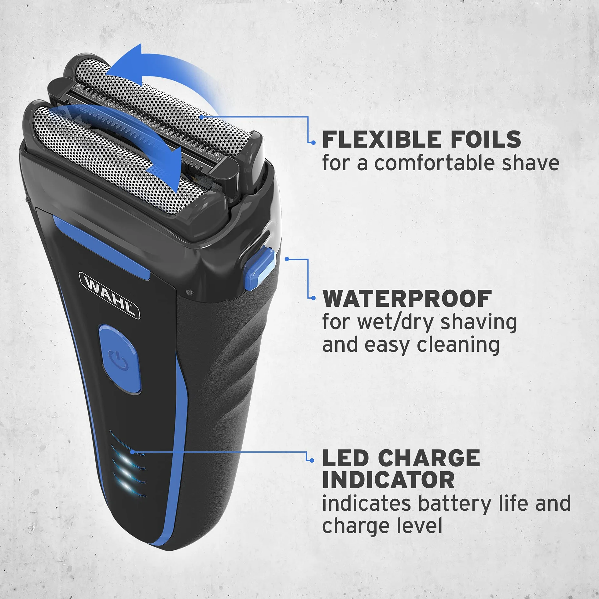 Wahl Clean and Close golarka męska elektryczna do brody twarzy Flex folia wodoodporna LED