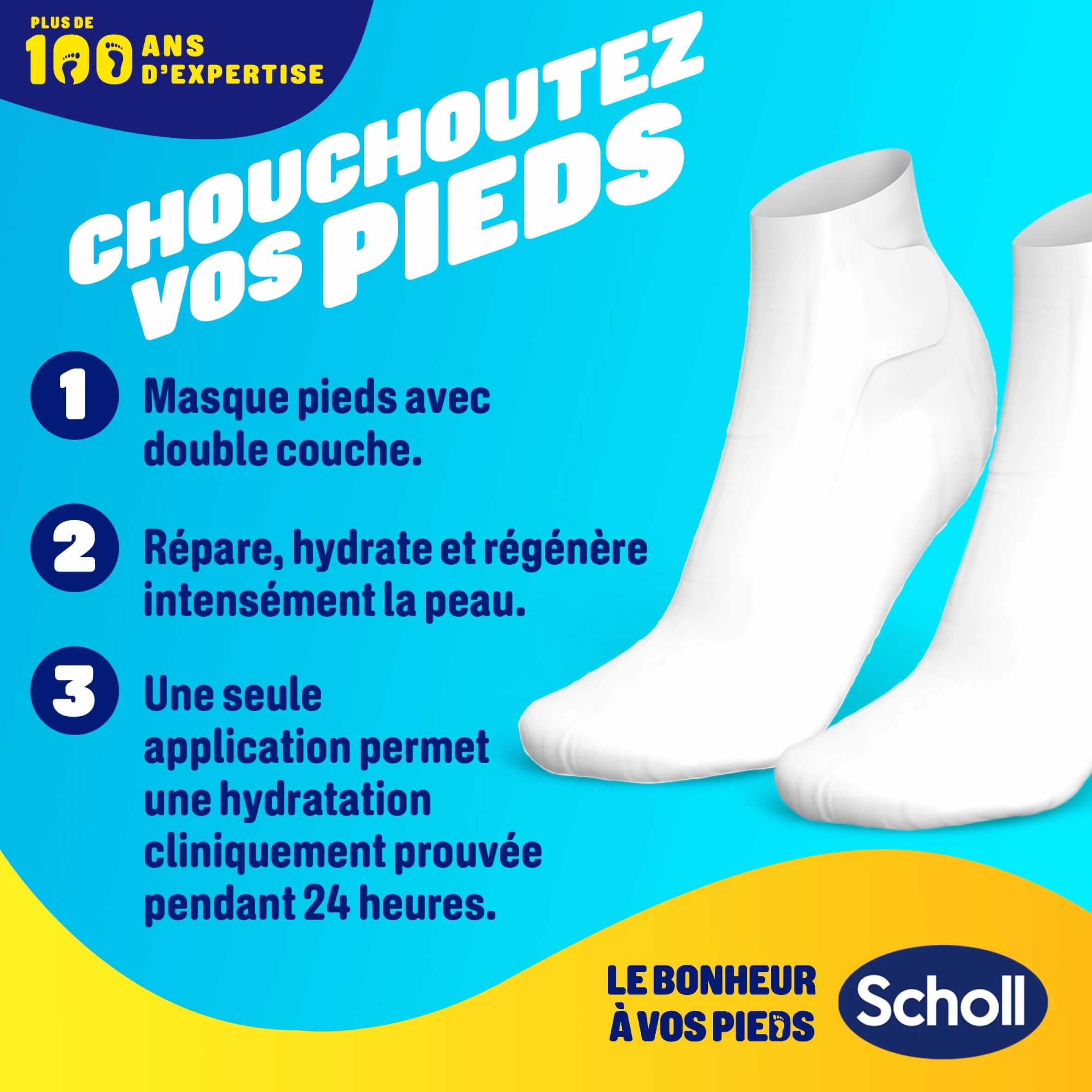 Scholl ExpertCare Maseczka do stóp - 4 pary - gładsze i bardziej miękkie stopy w 1 użyciu - Intensywne nawilżenie miodem Manuka, mocznikiem i masłem shea - nawilża i regeneruje suchą skórę
