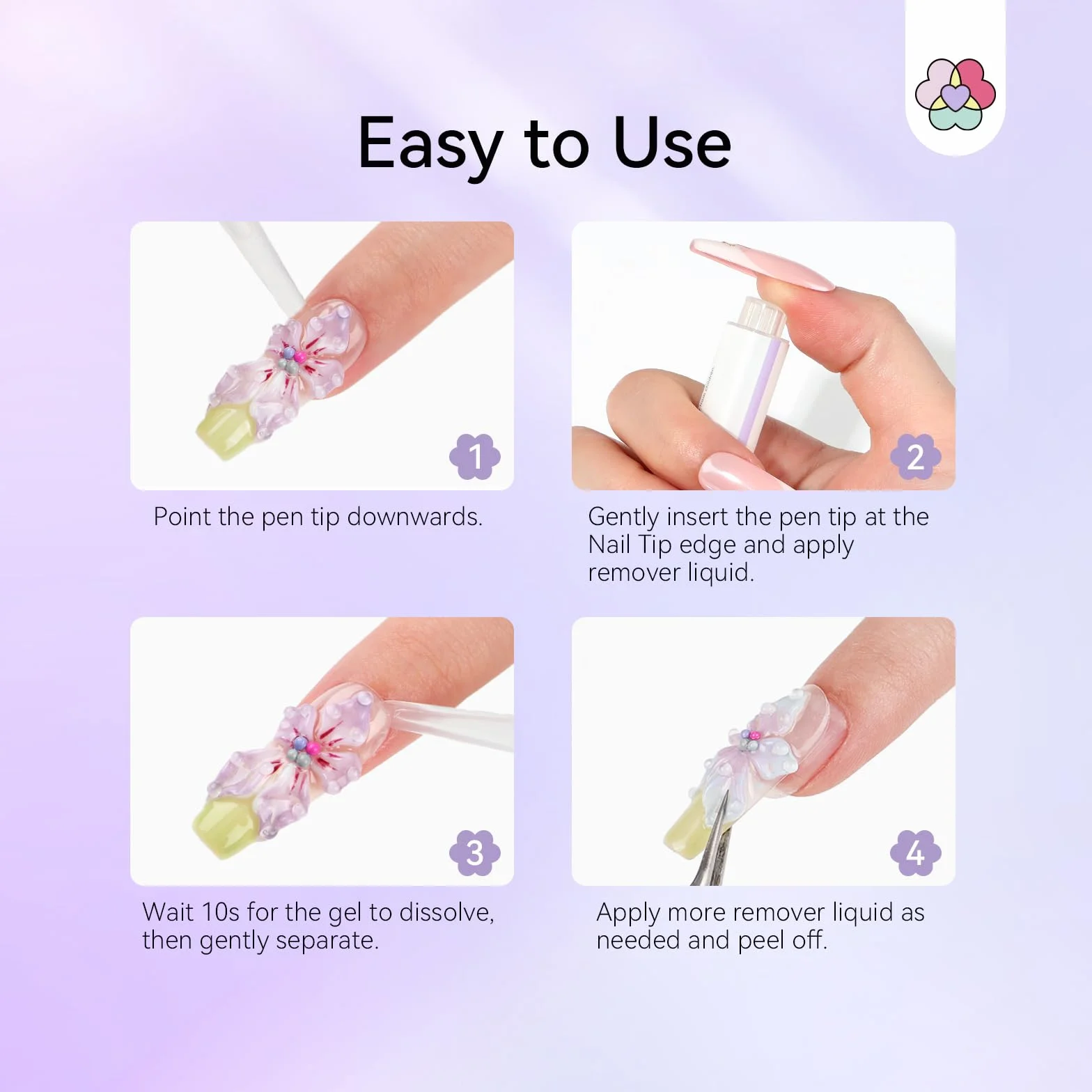 SAVILAND Advanced Press On Nail Polish Remover Pen: 10-sekundowy, bezproblemowy zmywacz do kleju do paznokci, 2 sztuki Click & Remove Nail Glue Remover do paznokci Press On