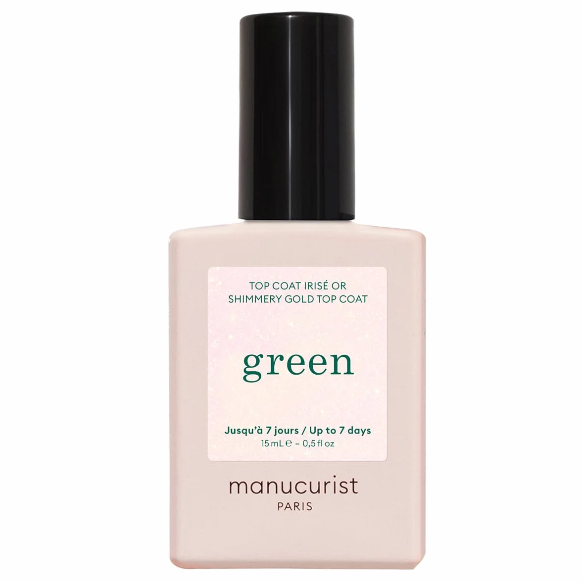 Manucurist - Green™ Złoty Brokatowy Top Coat - Lakier do Paznokci z Efektem Żelowym bez Lampy - Blask i Trwałość do 7 dni - 79,5% Składników Pochodzenia Naturalnego - 15 ml
