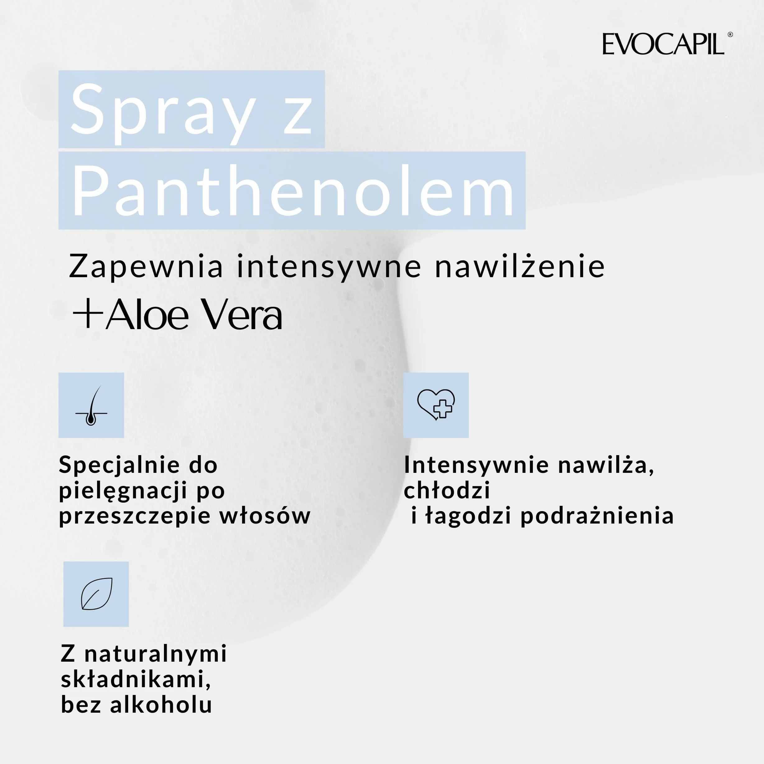 Evocapil Plus pianka pantenolowa w sprayu po przeszczepieniu włosów