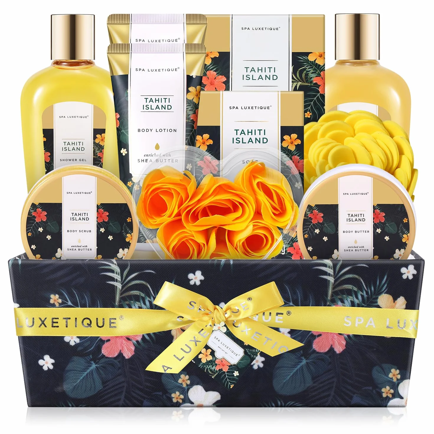 SPA LUXETIQUE Zestaw prezentów dla kobiet Tahiti Bath 12 szt oliwa eteryczna masło do ciała kąpiel bąbelkowa