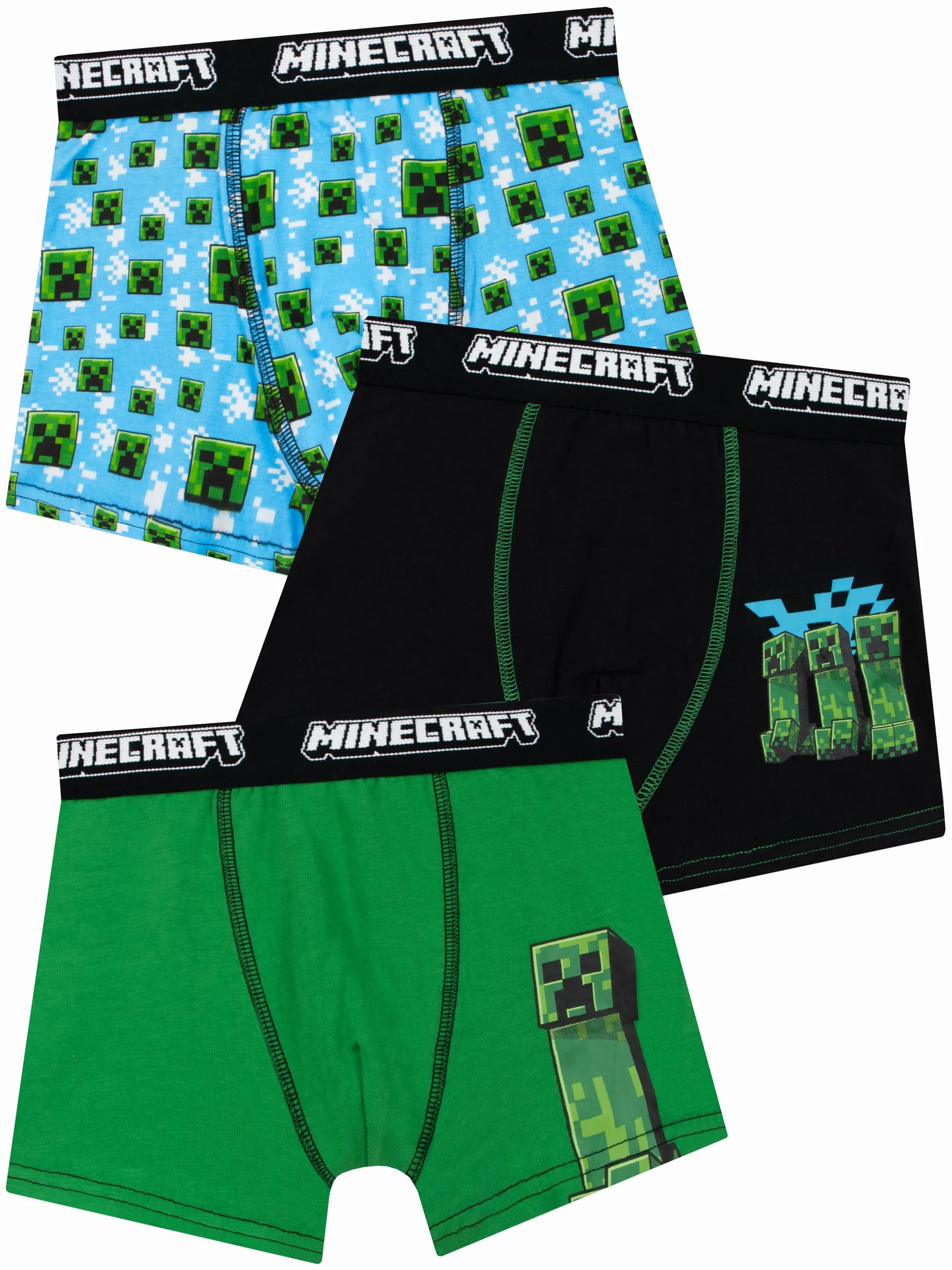 Bokserki Minecraft Dla Chłopców 3-Pack, Bokserki Creeper Dla Dzieci, Bielizna Gamingowa Dzieci, Spodnie Gamer Chłopców