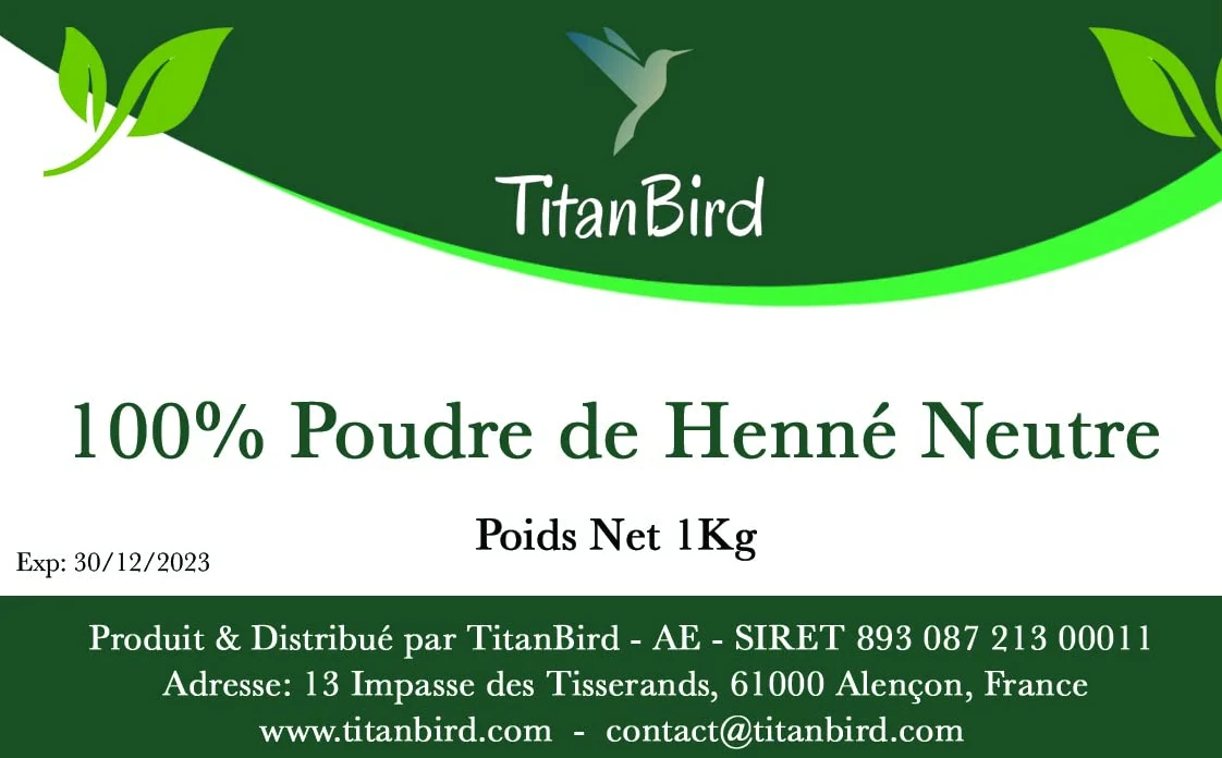 Titanbird 1kg Neutralna pudrowa Henna - Pielęgnacja włosów - 100% naturalna, czysta, bez dodatków