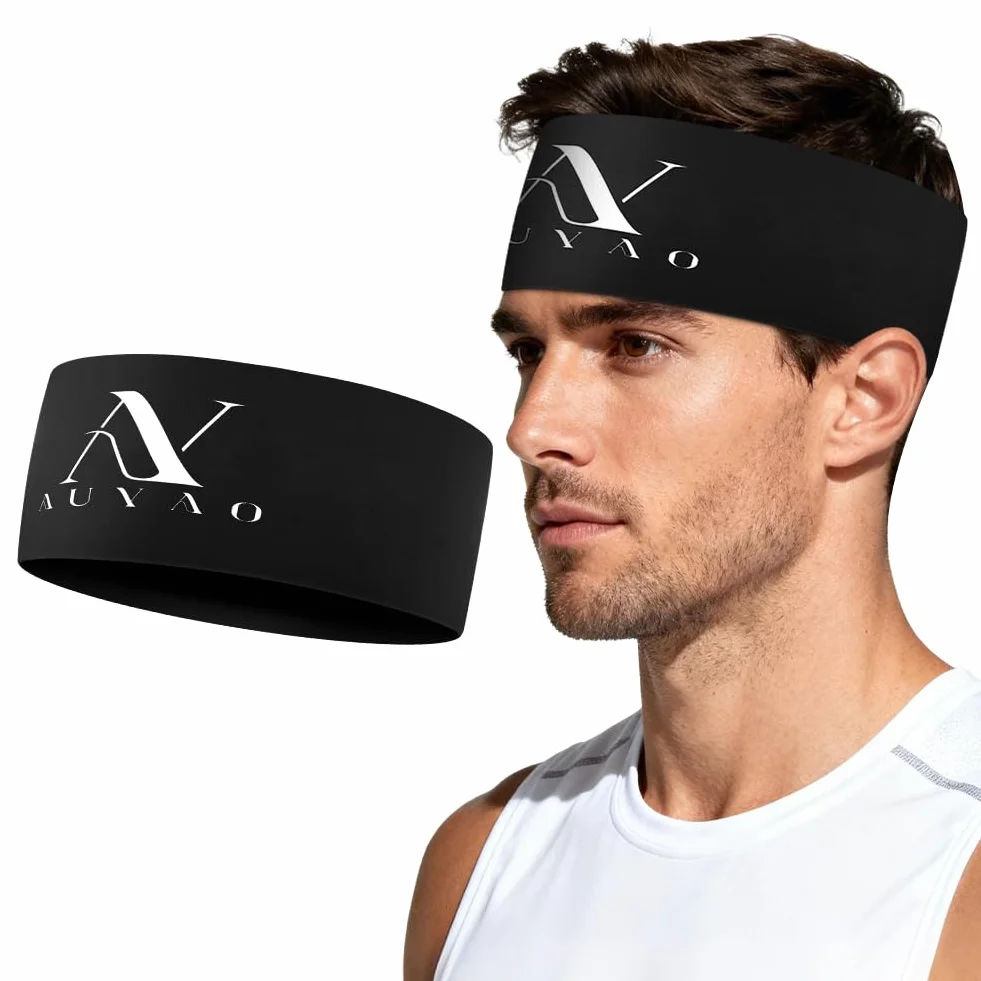AUYAO Sportowa opaska na czoło dla kobiet i mężczyzn, oddychająca opaska przeciwpotowa na czoło, szybkoschnąca, opaska na czoło, unisex, opaska przeciwpotowa, opaska na czoło, do biegania, jazdy na