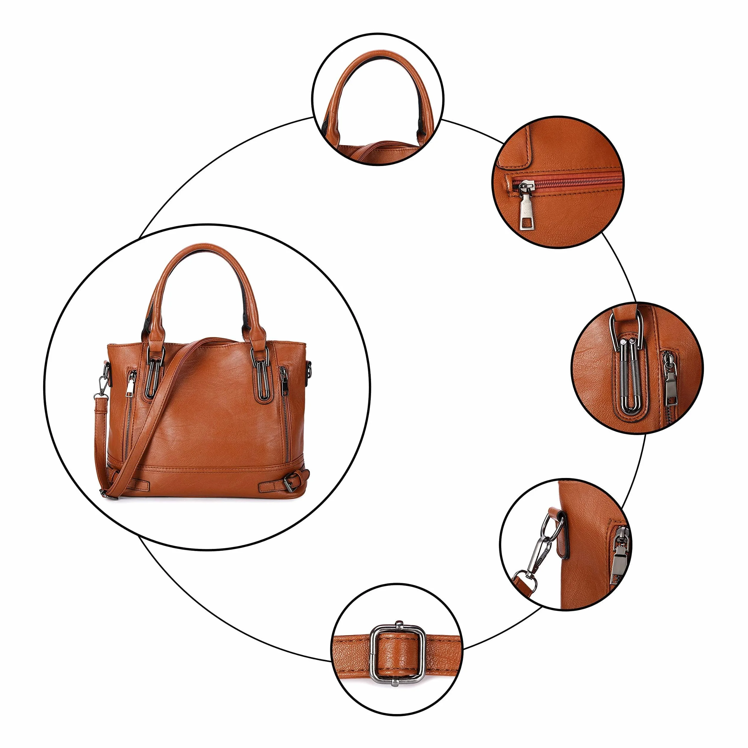 VINBAGGE Damska torba na ramię duża elegancka torba na ramię torba na zakupy torba na ramię torba z wieloma kieszeniami do szkoły, pracy, na zakupy, w podróż, do codziennego użytku