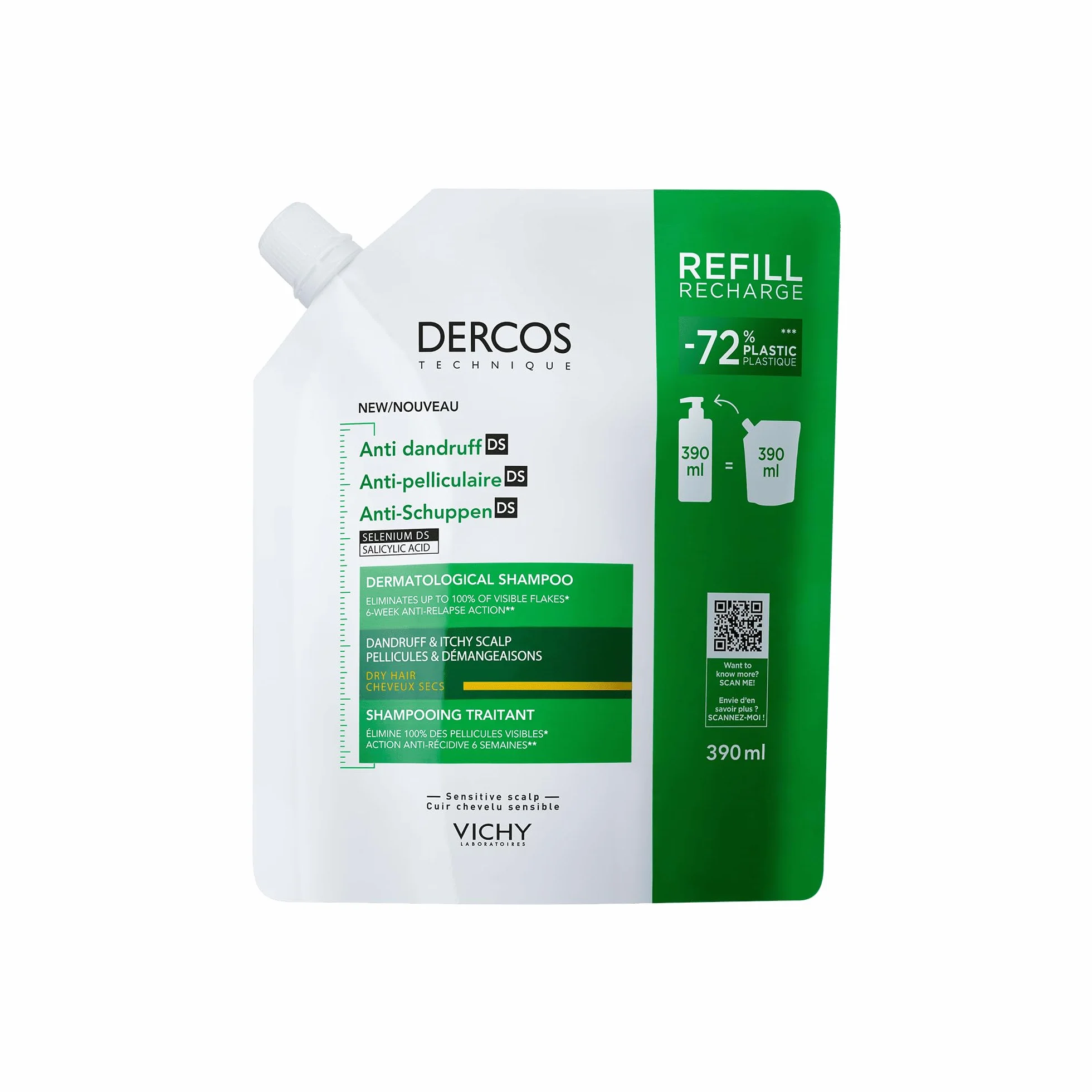 Vichy Dercos Szampon przeciwłupieżowy DS do włosów suchych 390ml