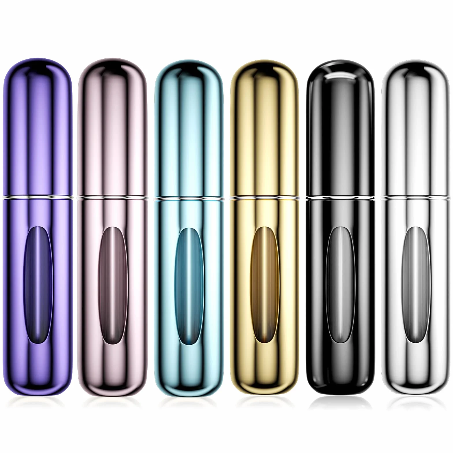 Newaner Rozpylacz perfum, 6 sztuk, 5 ml, rozpylacz kieszonkowy, przenośna minibutelka z rozpylaczem perfum, z okienkiem, dobra na spacery, podróże i wyjścia