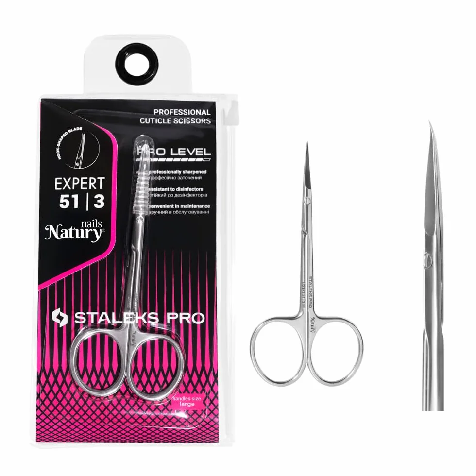 STALEKS PRO for Natury Nails Profesjonalna nożyczki do skórek. Ergonomiczne pierścienie. Stal nierdzewna. Ekspert SE-51/3