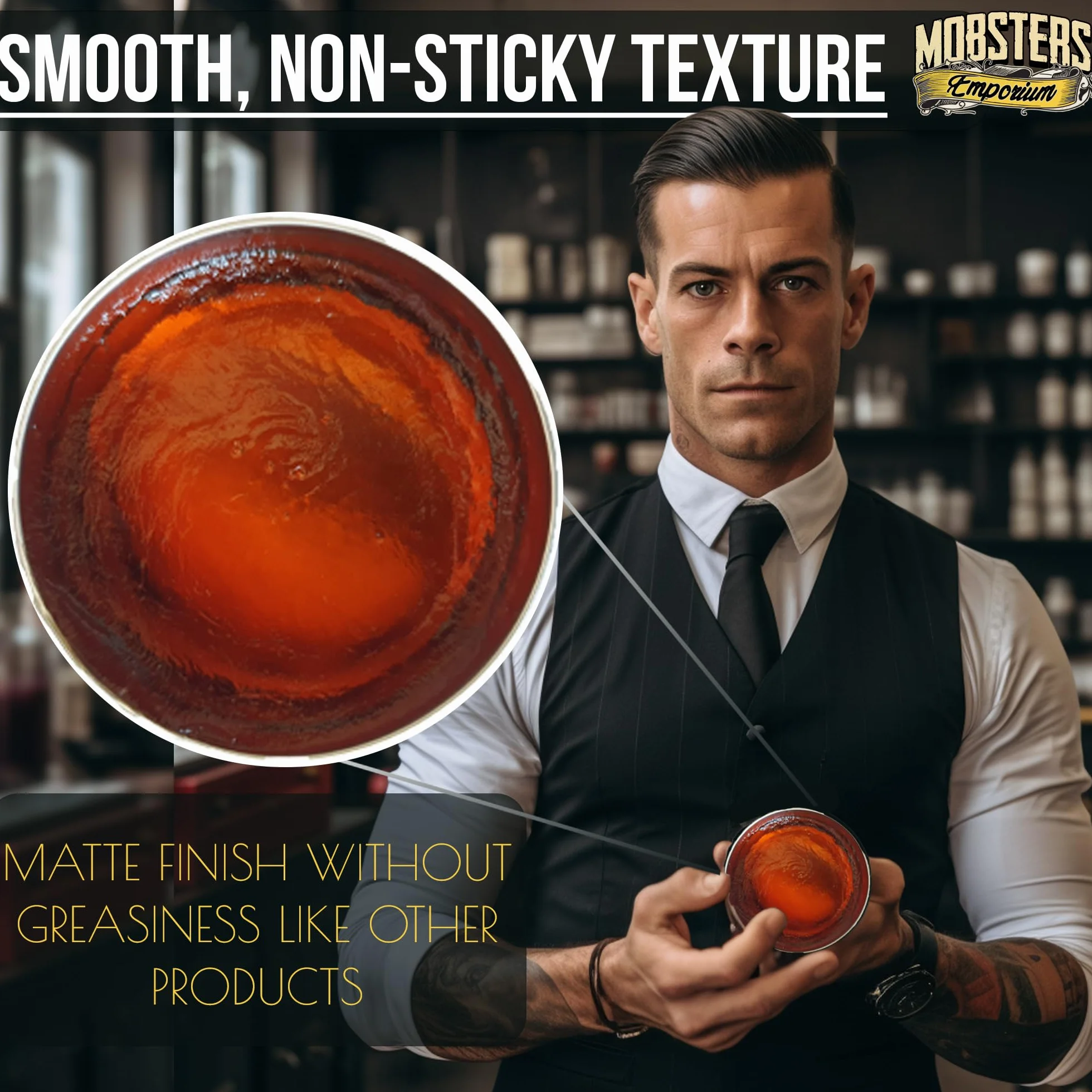 Mobsters Hair Pomade wosk do włosów na bazie wody, matowy, puszka 140 ml (Toothless Tony)