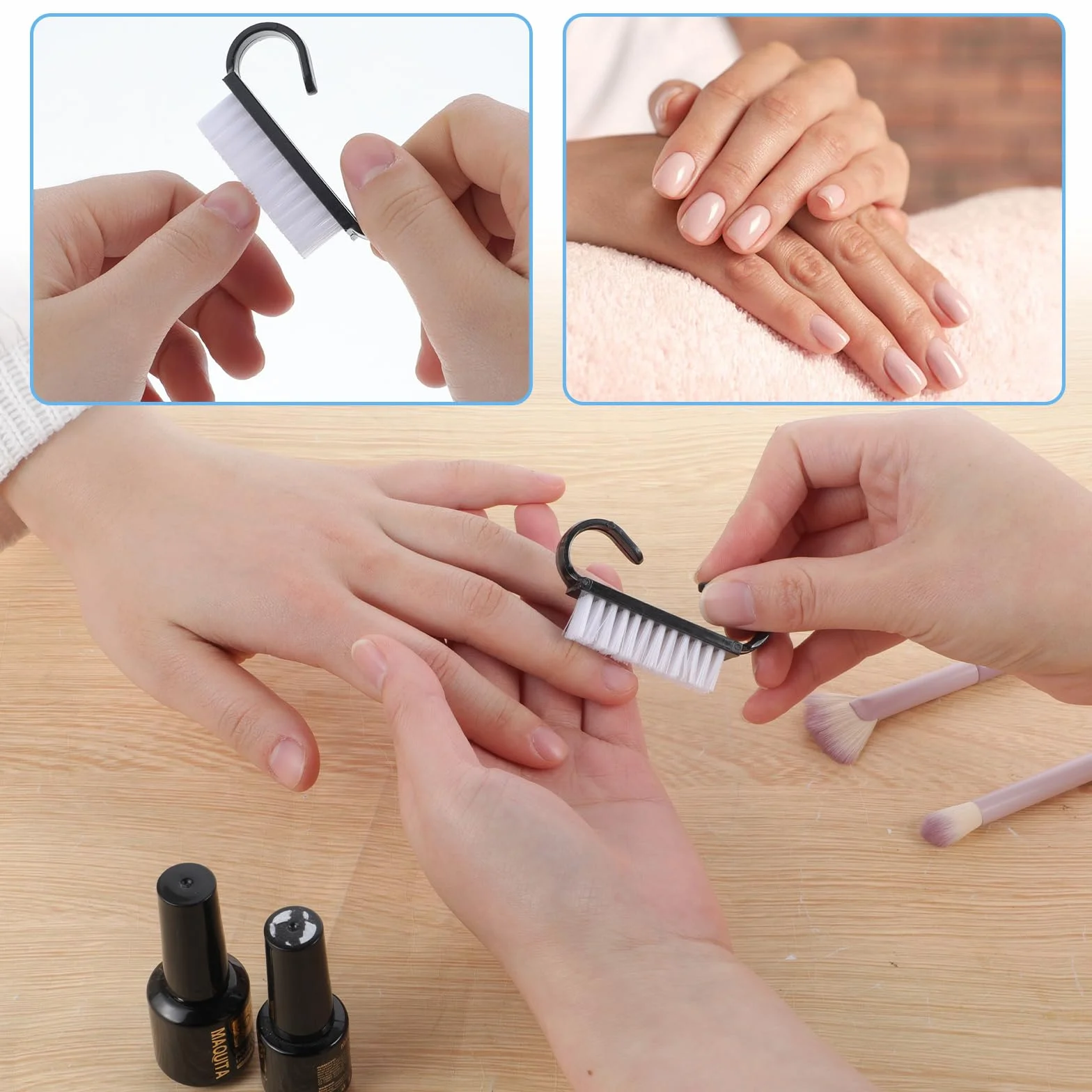 20 sztuk pędzli do paznokci z uchwytem, czarne mini pędzle do paznokci, szczotka ręczna z uchwytem do manicure, peelingu, do czyszczenia paznokci