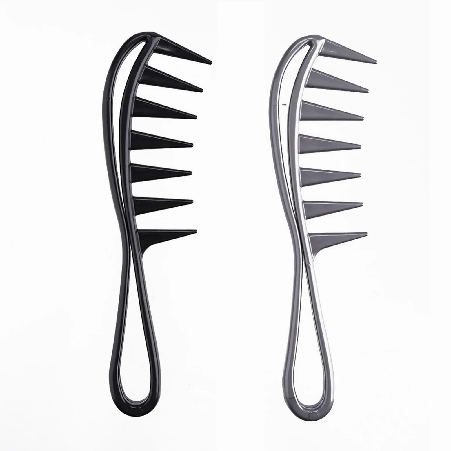 DieffematicSZ Grzebień Wide Tooth PP Comb Curly Hair Salon Hairdressing Comb Massage for Hair Styling Tool for Curl Hair (Color : Gray)