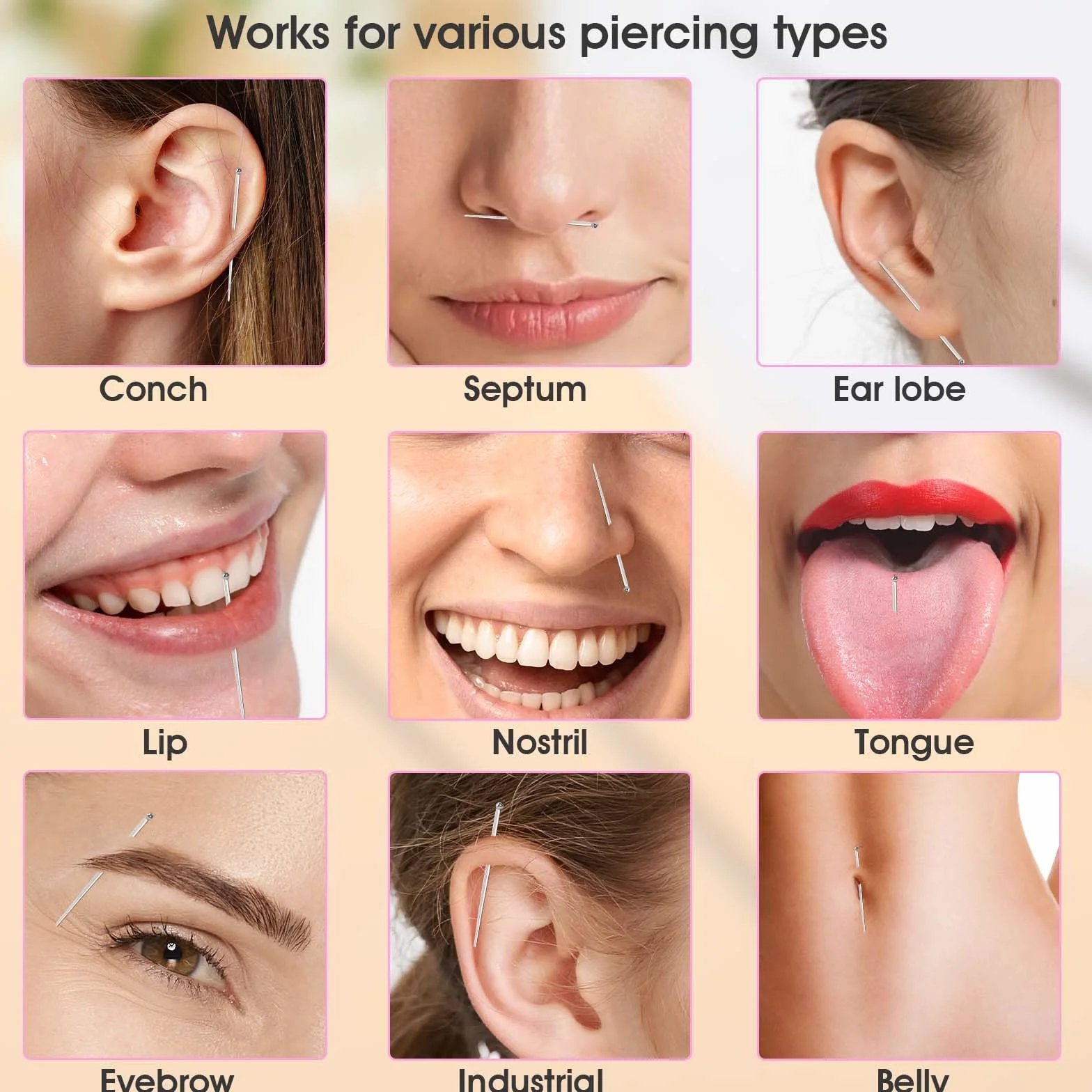 zestaw 12 sztuk igły do piercingu 14g/16g/18g Taper Piercing Wkładka do Wprowadzania Piercingu Zestaw Wkładki Z Chirurgicznej Stali Nierdzewnej Do Wprowadzania Bez Gwintu Do Tragusa, Helix