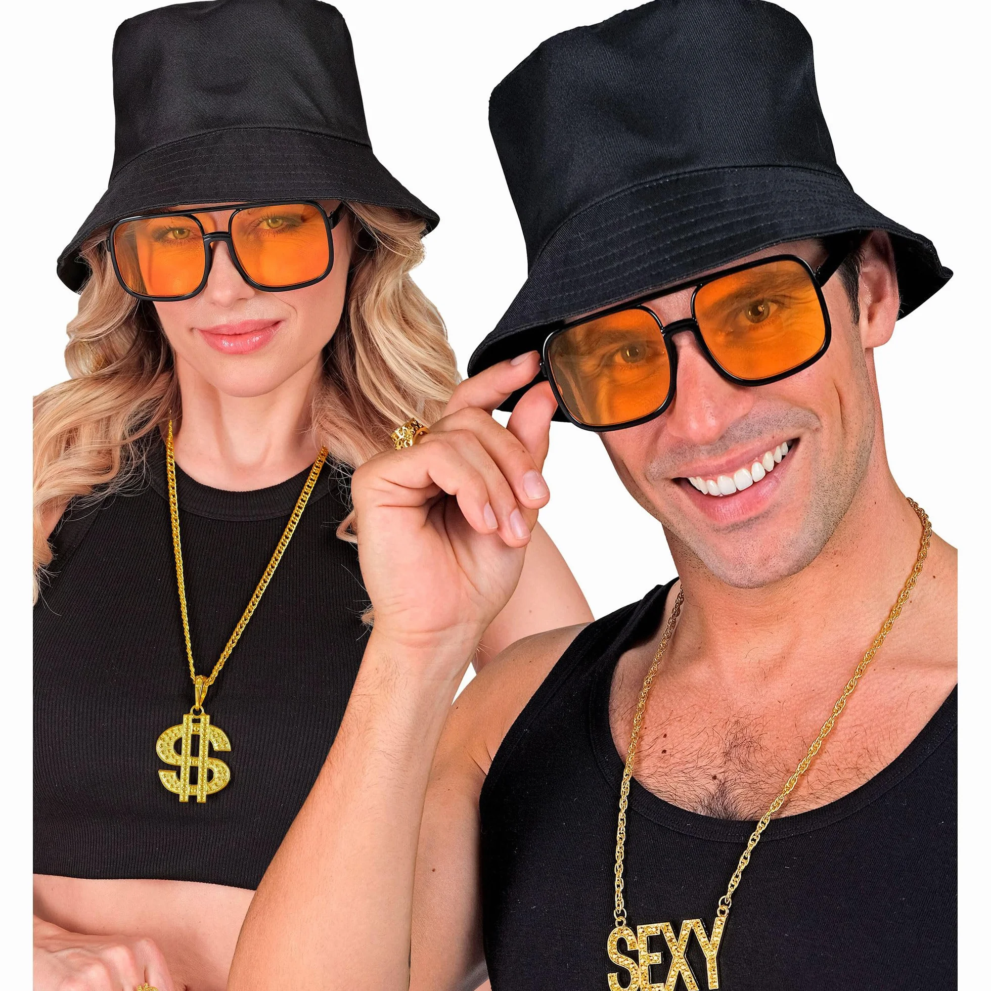 W WIDMANN MILANO Party Fashion - Okulary hip-hopowe z lat 90-tych, dodatek do kostiumów fantazyjnych
