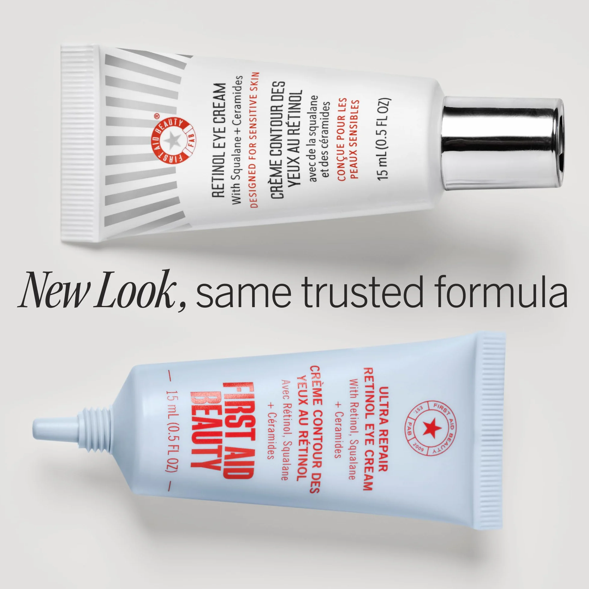 First Aid Beauty - Krem pod oczy z retinolem with skwalanem i ceramidami, serum z kapsułkowanym retinolem do delikatnej skóry, pomaga poprawić wygląd drobnych linii i zmarszczek