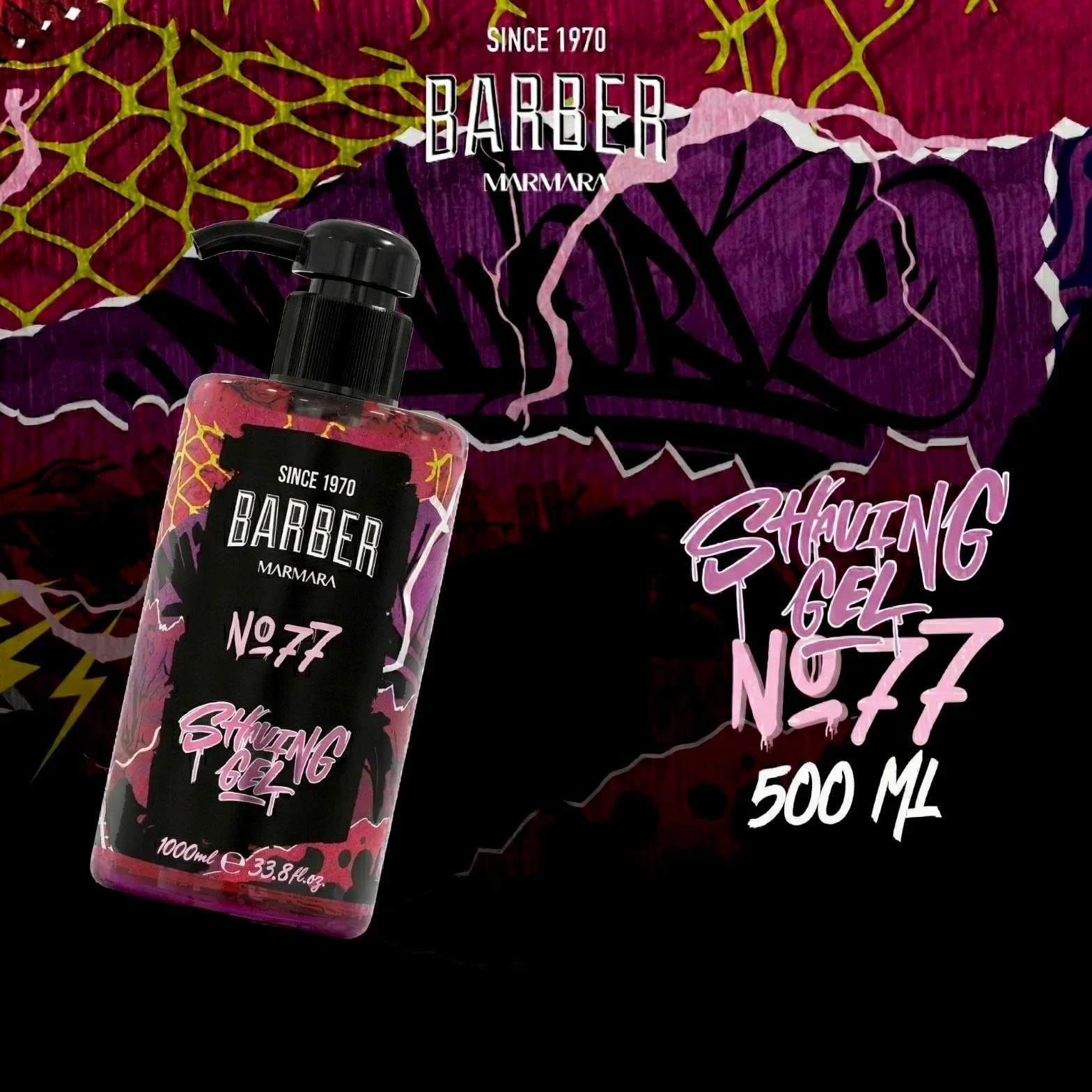 Barber Marmara Żel do golenia nr 77 dla mężczyzn, przezroczysty, bez piany, z pompką, profesjonalna jakość tureckiego barbera, 500ml, do konturów brody i precyzyjnego golenia.
