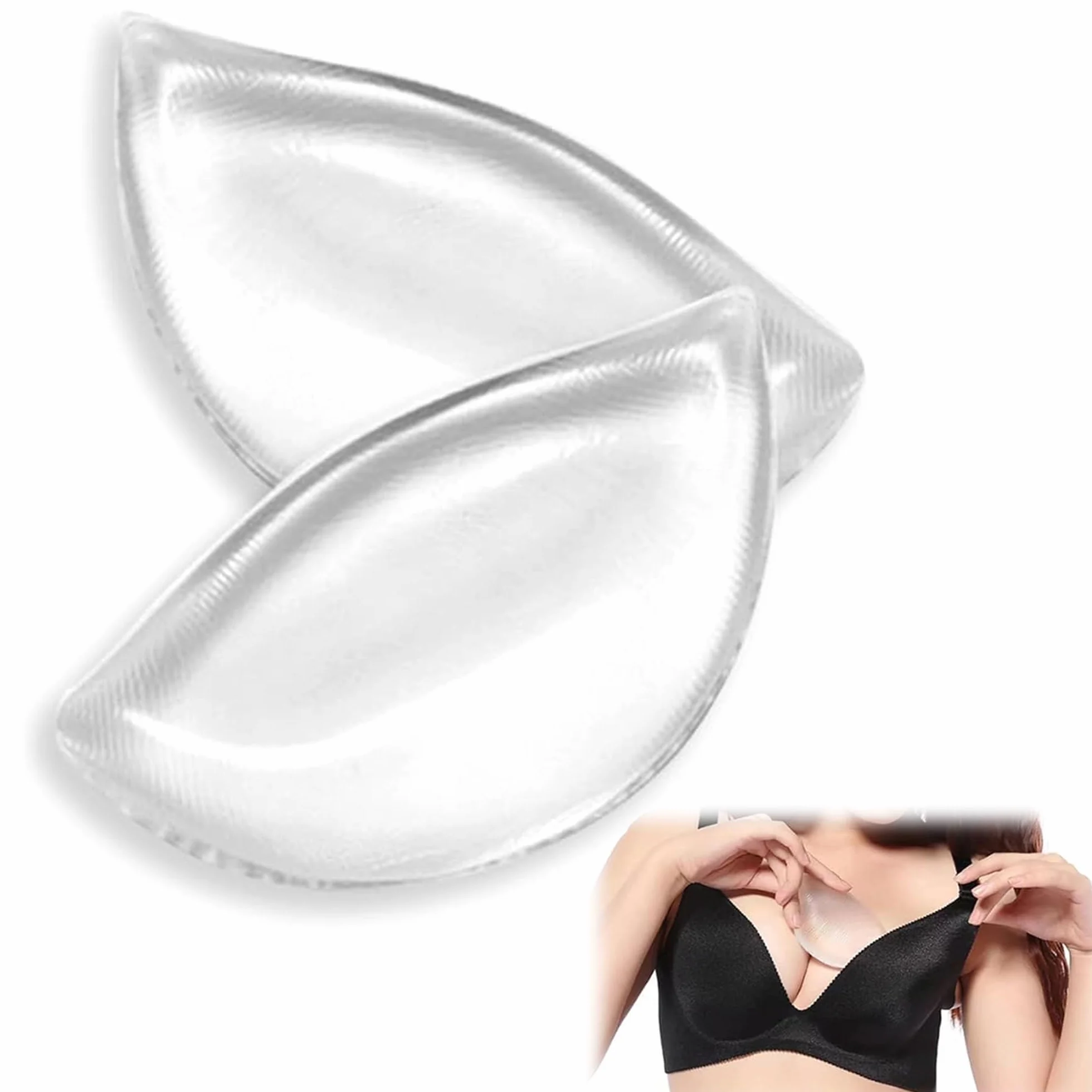 Silikonowe wkładki do biustonosza 1 para przezroczyste wkładki do biustonosza push up wodoodporne silikonowe wkładki do biustonosza zdejmowane wkładki bikini do kostiumu kąpielowego/kostiumu