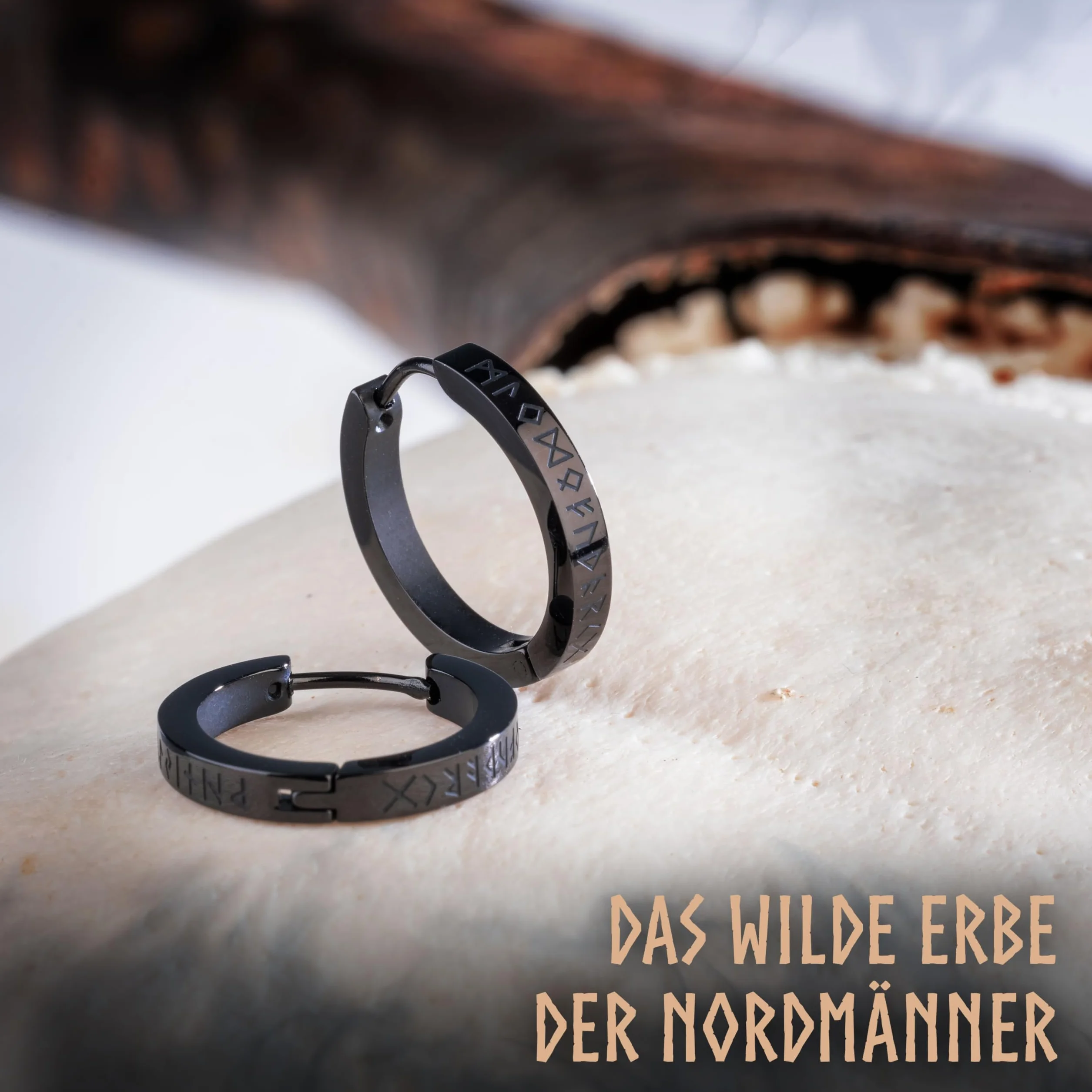 VIKING CRAFT Kolczyki Wikingów męskie ze stali nierdzewnej – męskie kolczyki z runami – biżuteria wikingów, dekoracja wikingów, celtyckie kolczyki, artykuł dla fanów Wikingów, prezenty dla wikingów